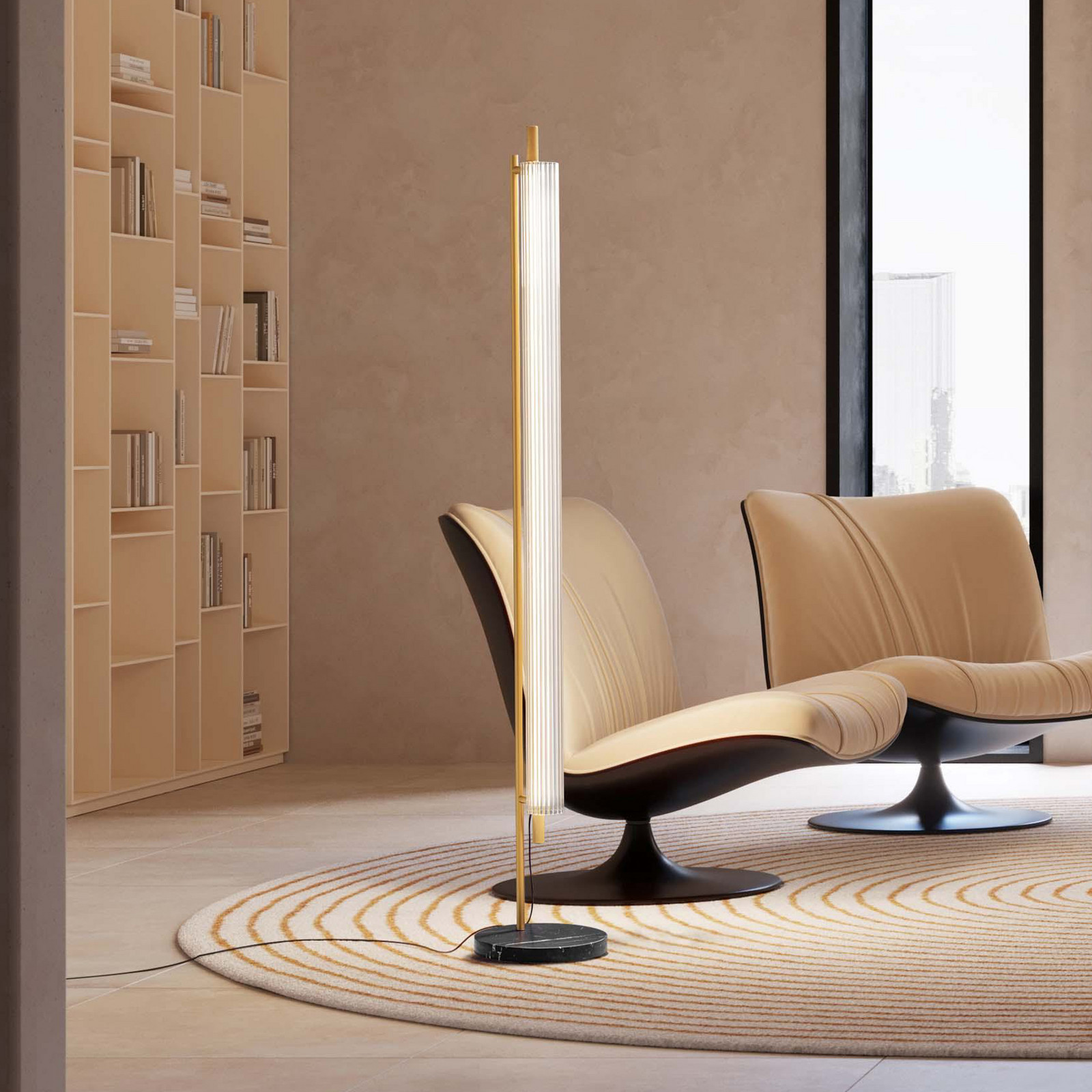 OLEV Lampadar LED TRISEL auriu metal 2.700 K dimabil - Camera de zi / sufragerie - auriu limpede - Aluminiu