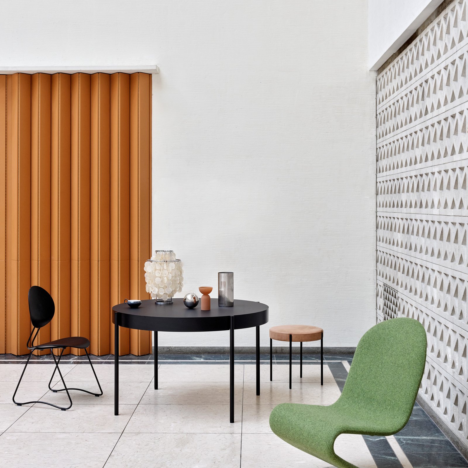 Stolna lampa FUN 1TM, krom, visina 65 cm, školjke - VERPAN