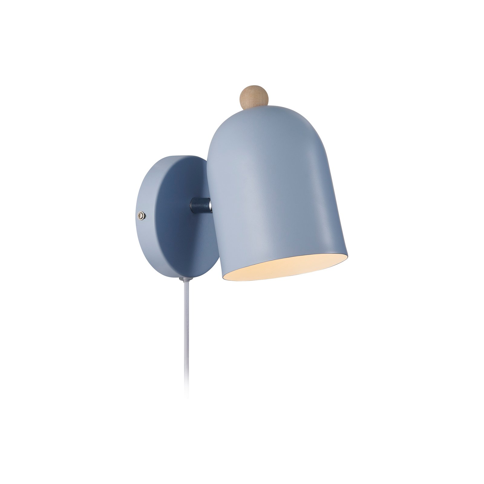 Gaston wall light with cable and plug, metal, blue