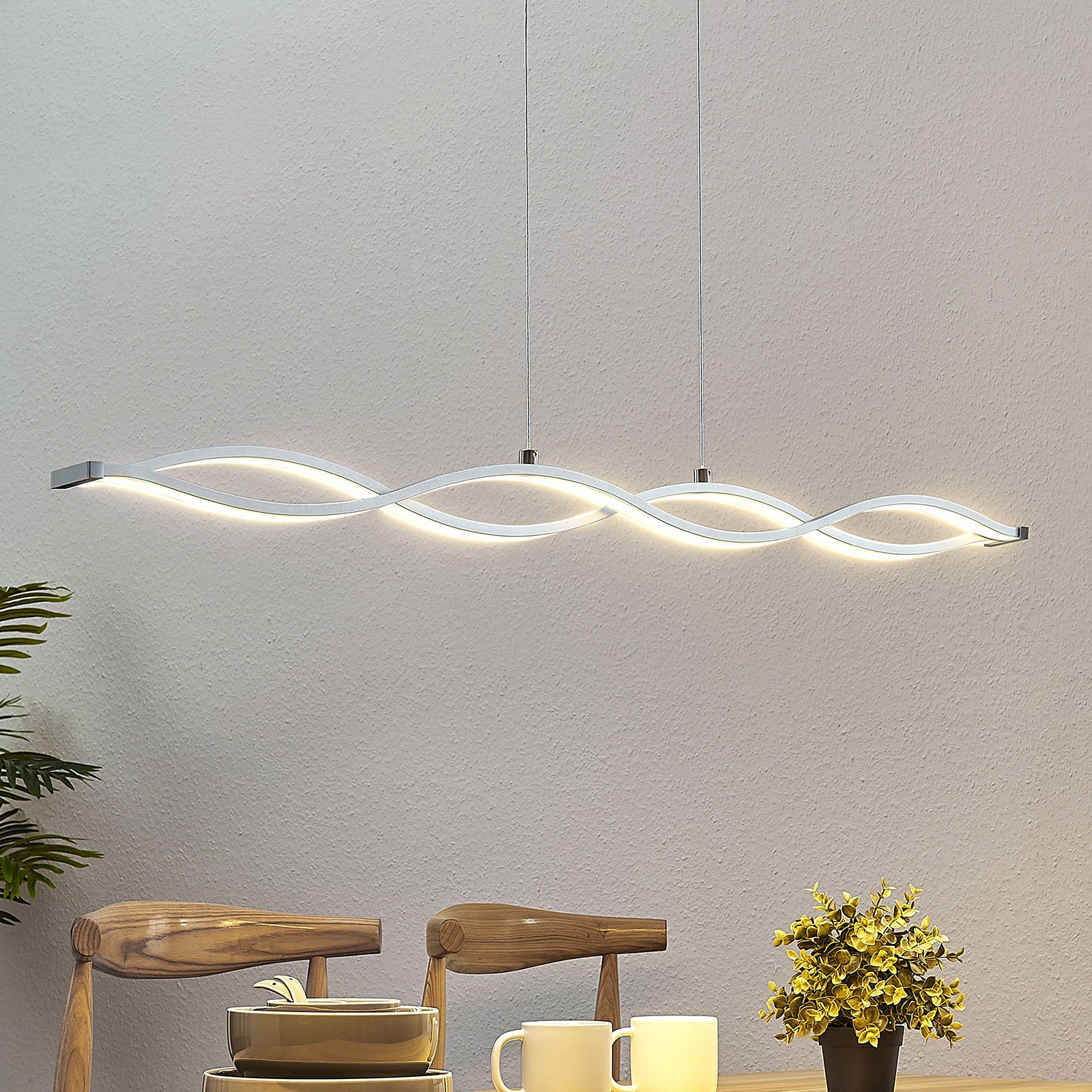 Roan LED linear pendant light, wave-shaped