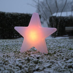 Star LED rechargeable decorative light, H 39.5 cm, IP44, white, RGBW