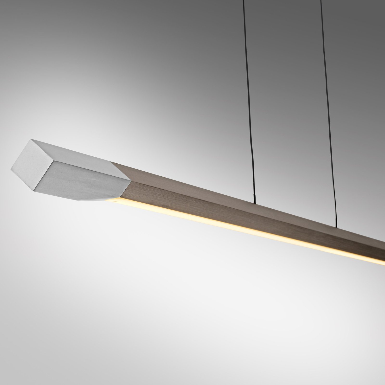 Paul Neuhaus LED-hængelampe Hoop, brun, 128 cm, dæmpbar