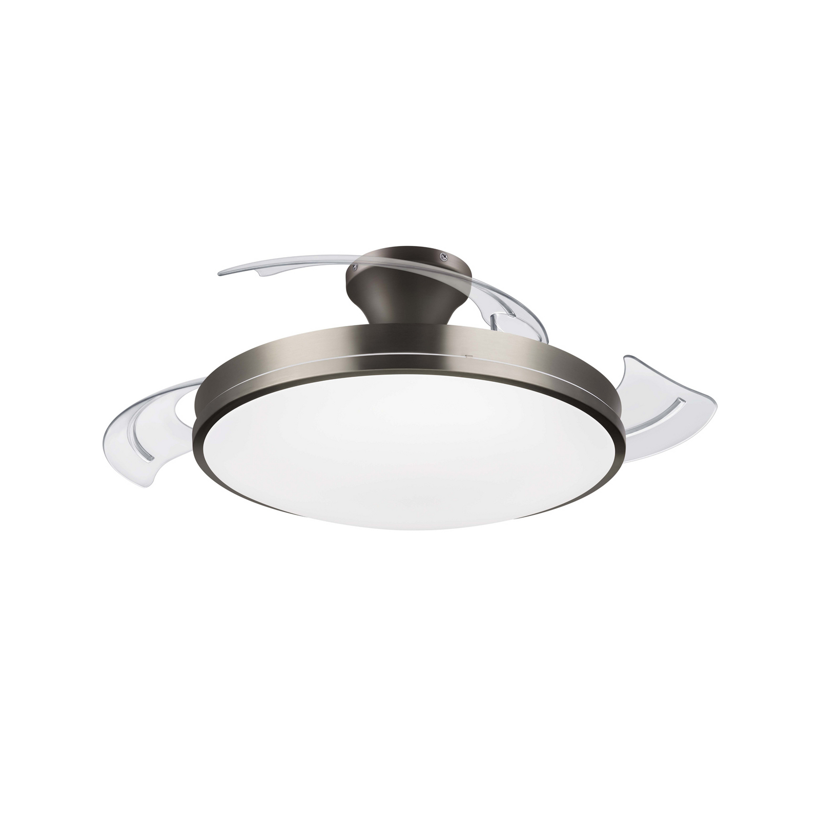 Wentylator sufitowy LED Philips Atlas, niklowy, cichy, CCT