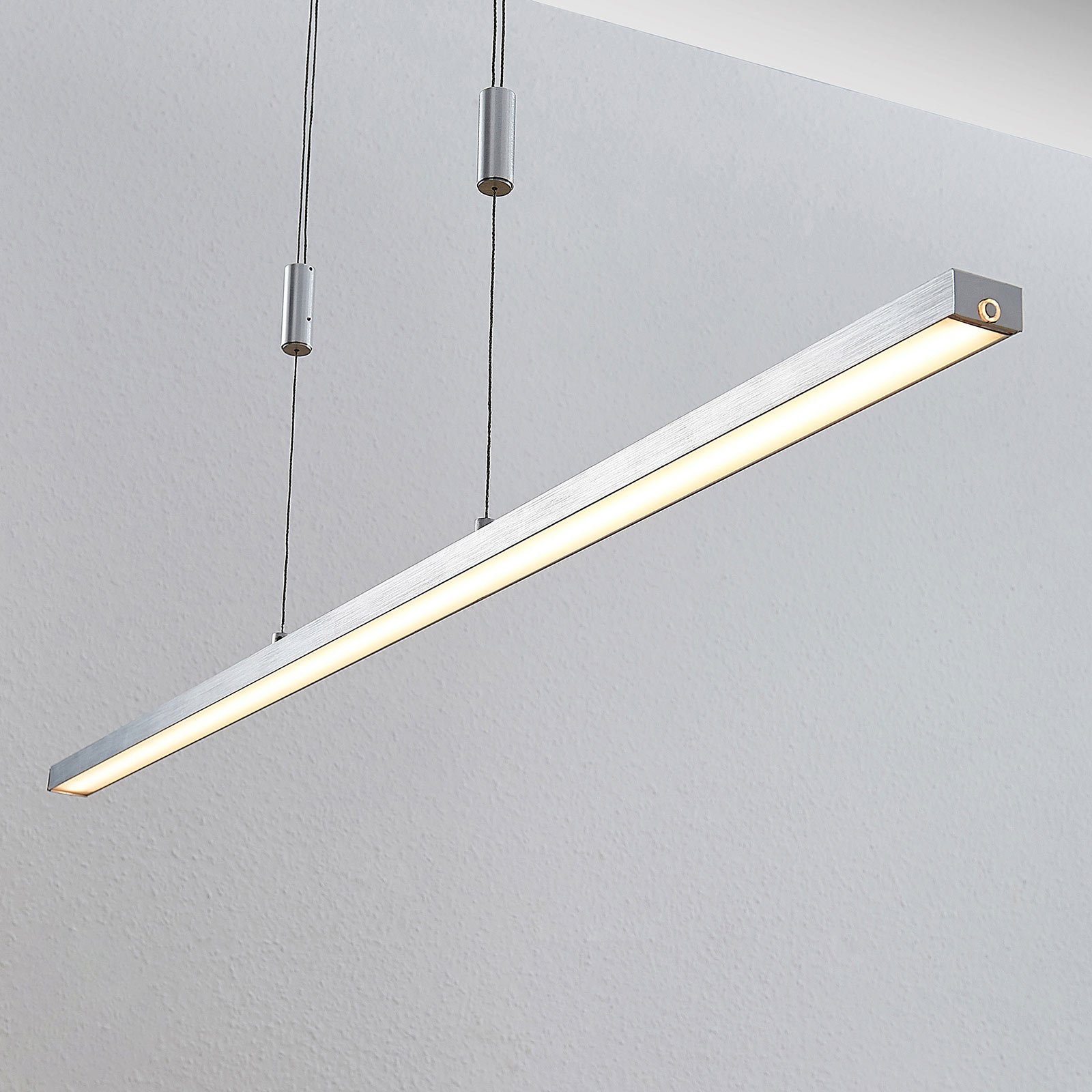 Lucande LED pendant light Myron, touch dimmer, CCT, aluminium