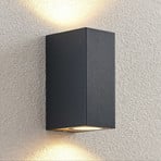 ELC Außenwandlampe Fijona, eckig, 15 cm, grau, Aluminium