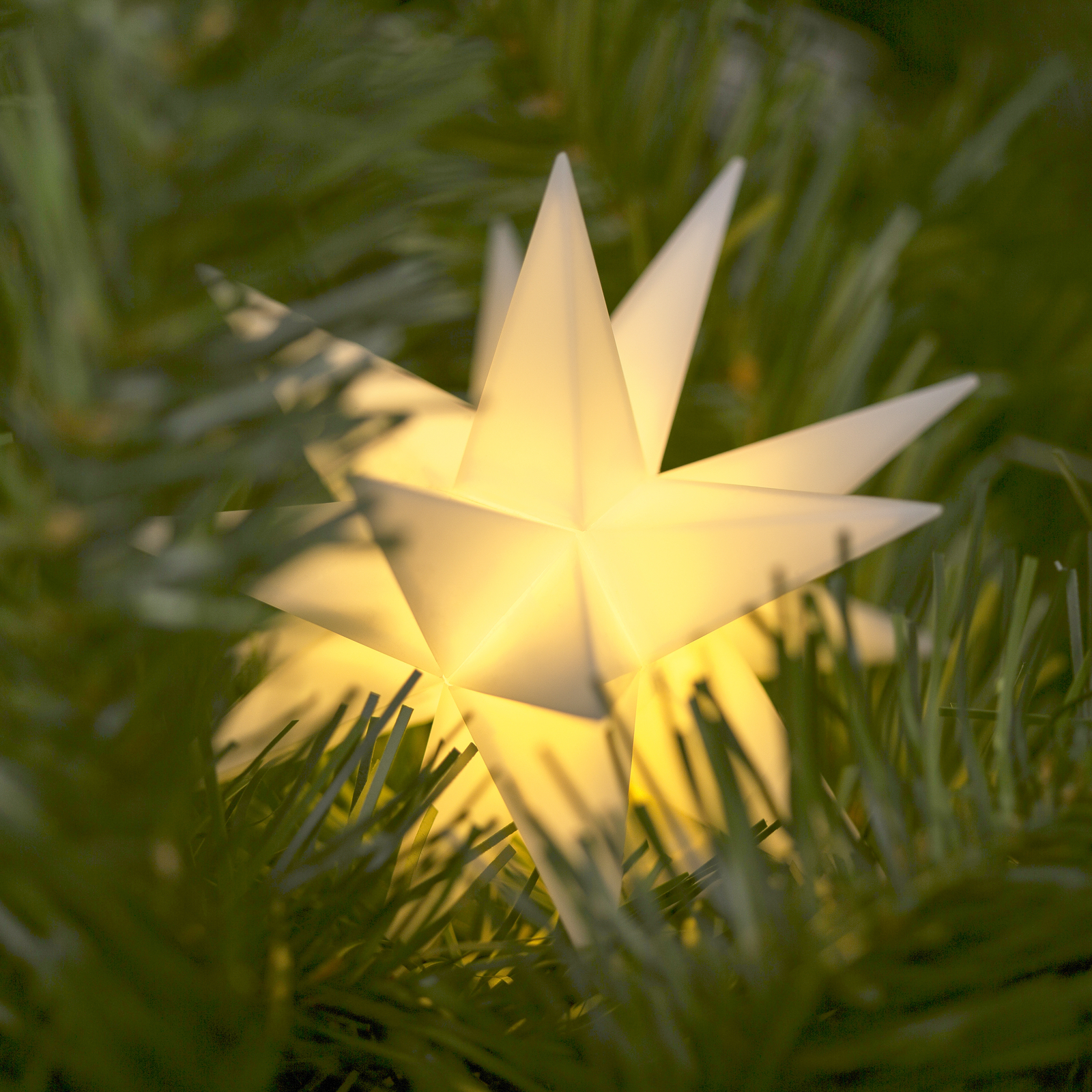LED-tähti 18-sakarainen Ø 12 cm valkoinen paristo