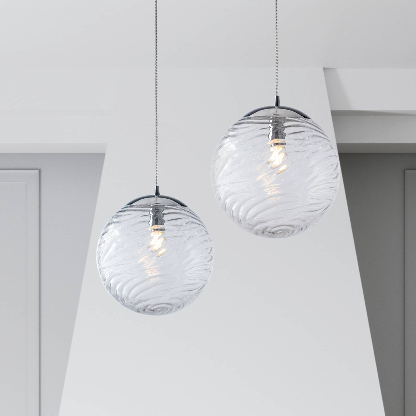 Lampa wisząca Nereide, szkło przezroczyste