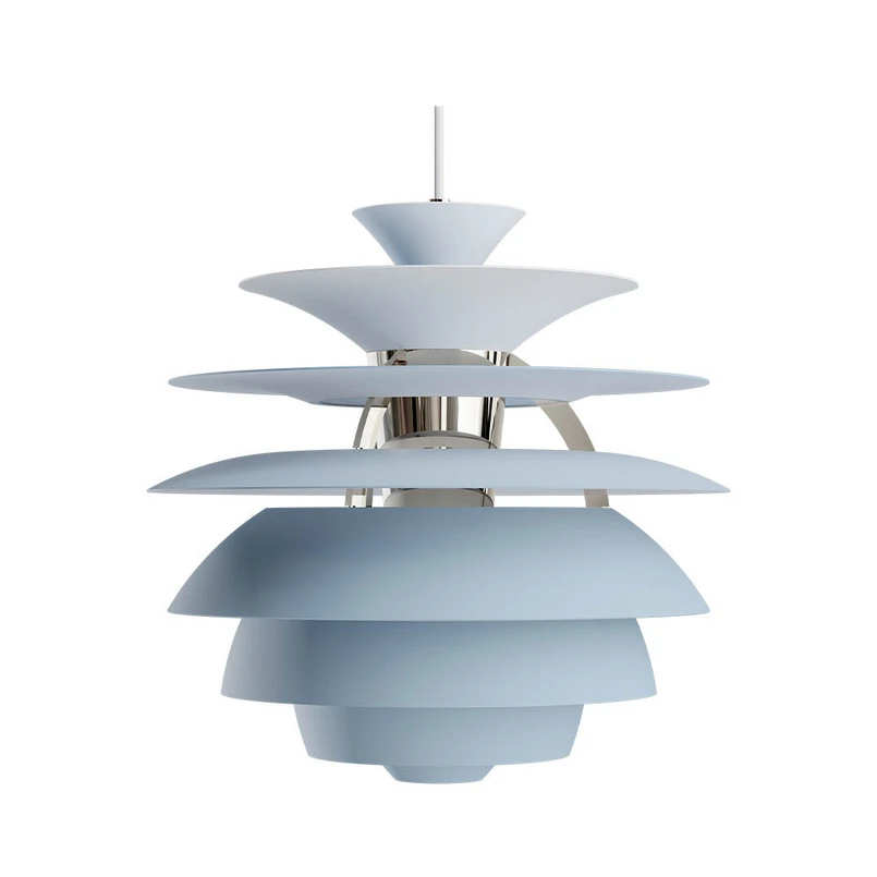 Louis Poulsen – PH Snowball Pendelleuchte Dusty Blue/High Lustre Chrome Plated