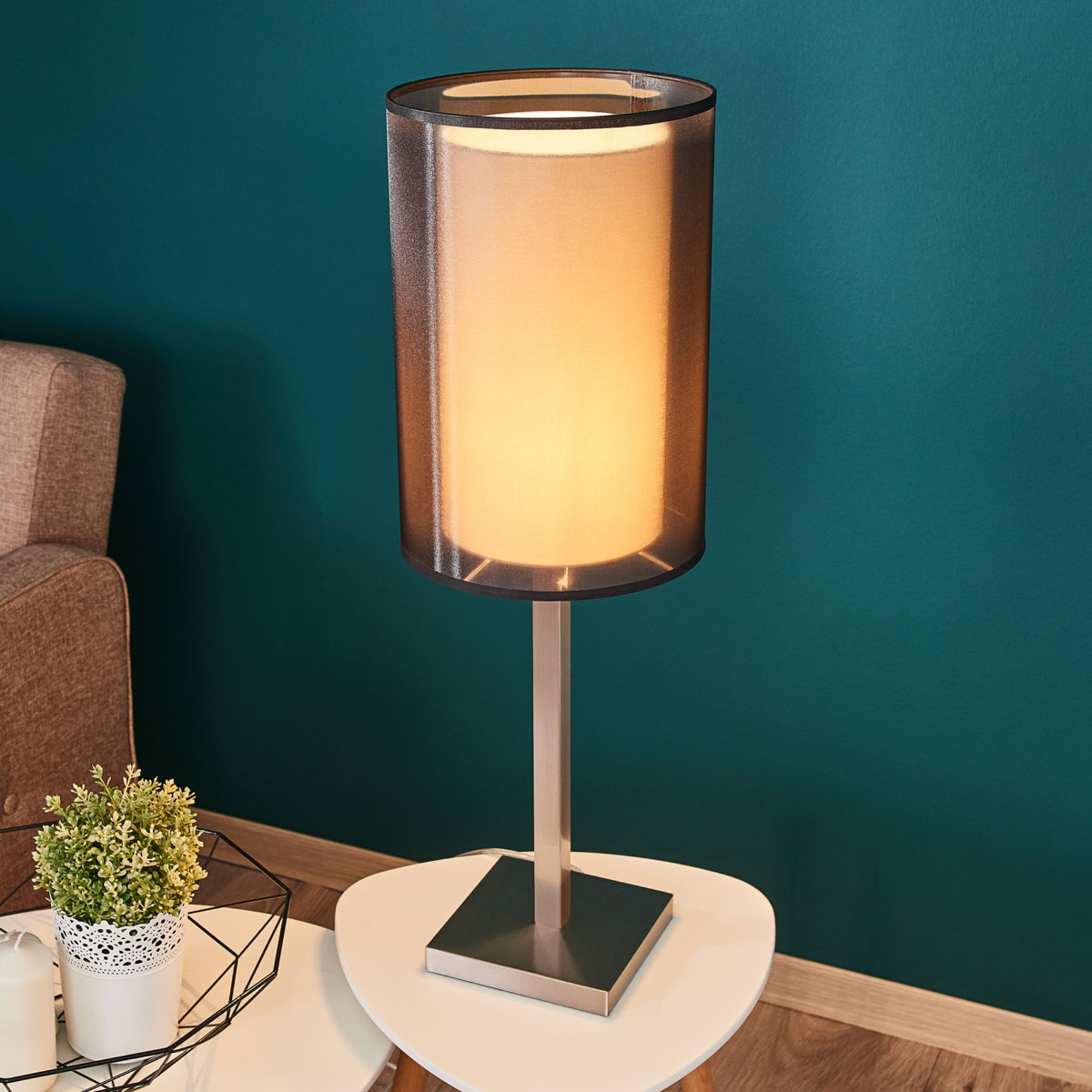 Freelight Quattro table lamp with organza lampshade, 71 cm, for Living / Dining Room, metal, organza, E27, 60 W, energy efficiency: A++, H: 71 cm