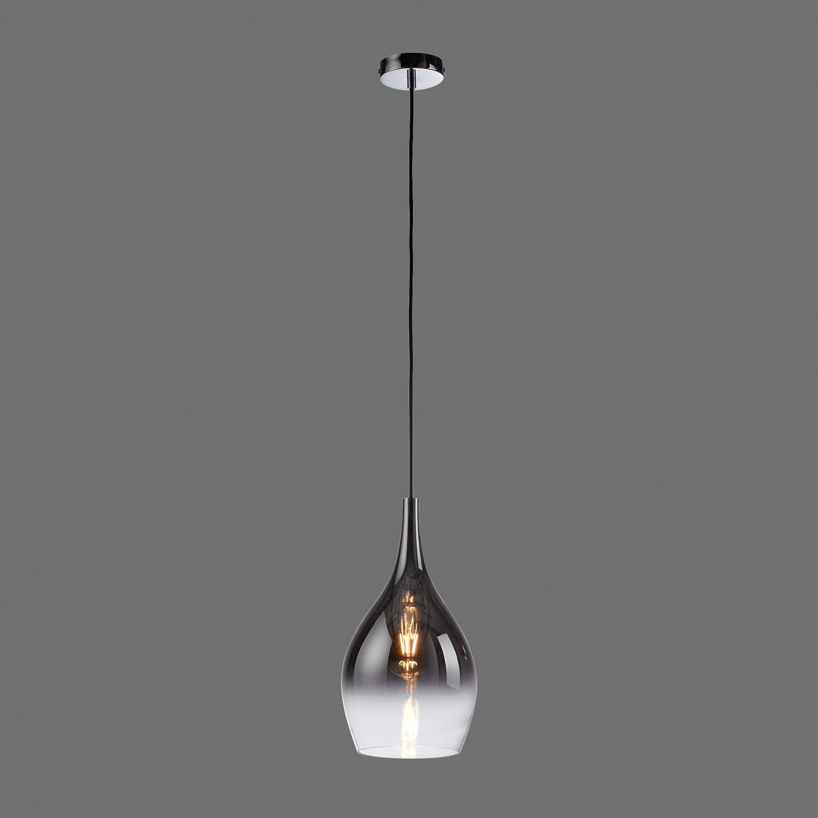 Lampa wisząca Paul Neuhaus Pilua, dymny szary, szkło, Ø 20 cm, E27