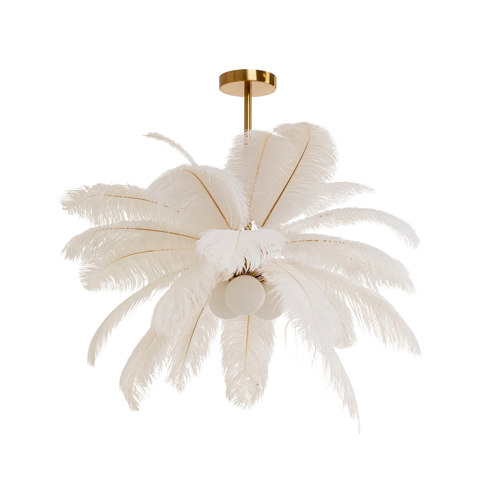 Lámpara colgante KARE Feather Palm, blanca, plumas, Ø 87 cm, G9