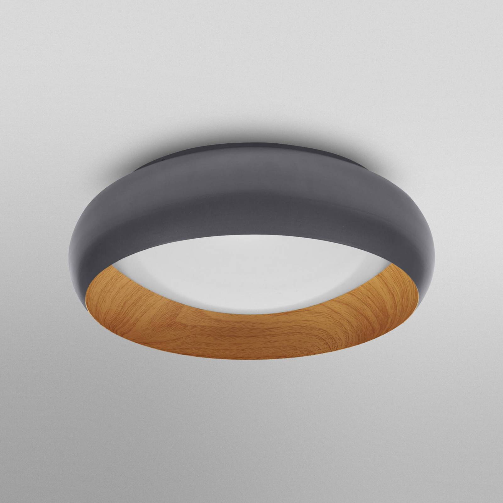 Lampa sufitowa LED OSRAM ORBIS LIVIA, Ø 30 cm, szara, metalowa, ściemniana