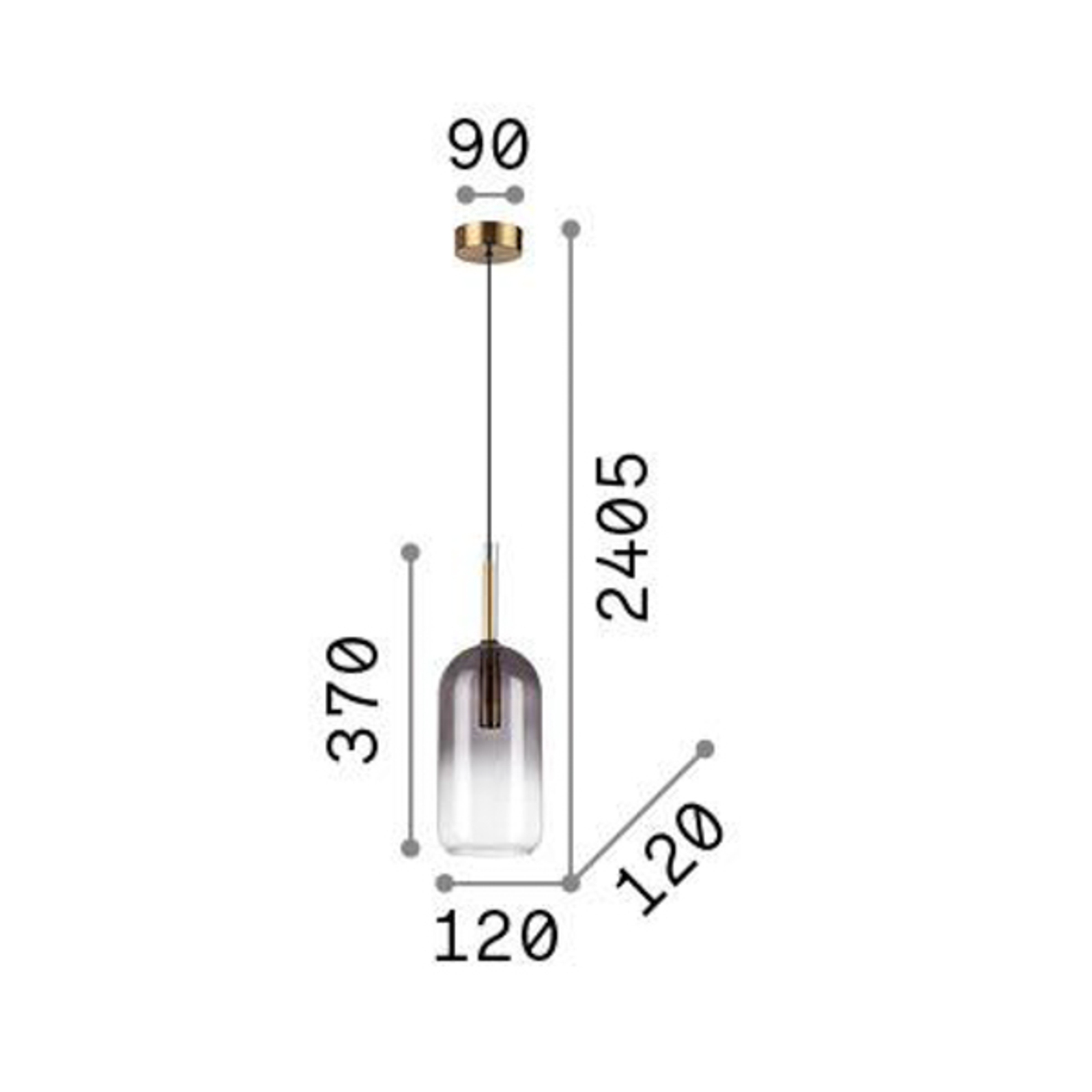 Ideal Lux suspension Empire Cilindro, verre clair/gris fumée