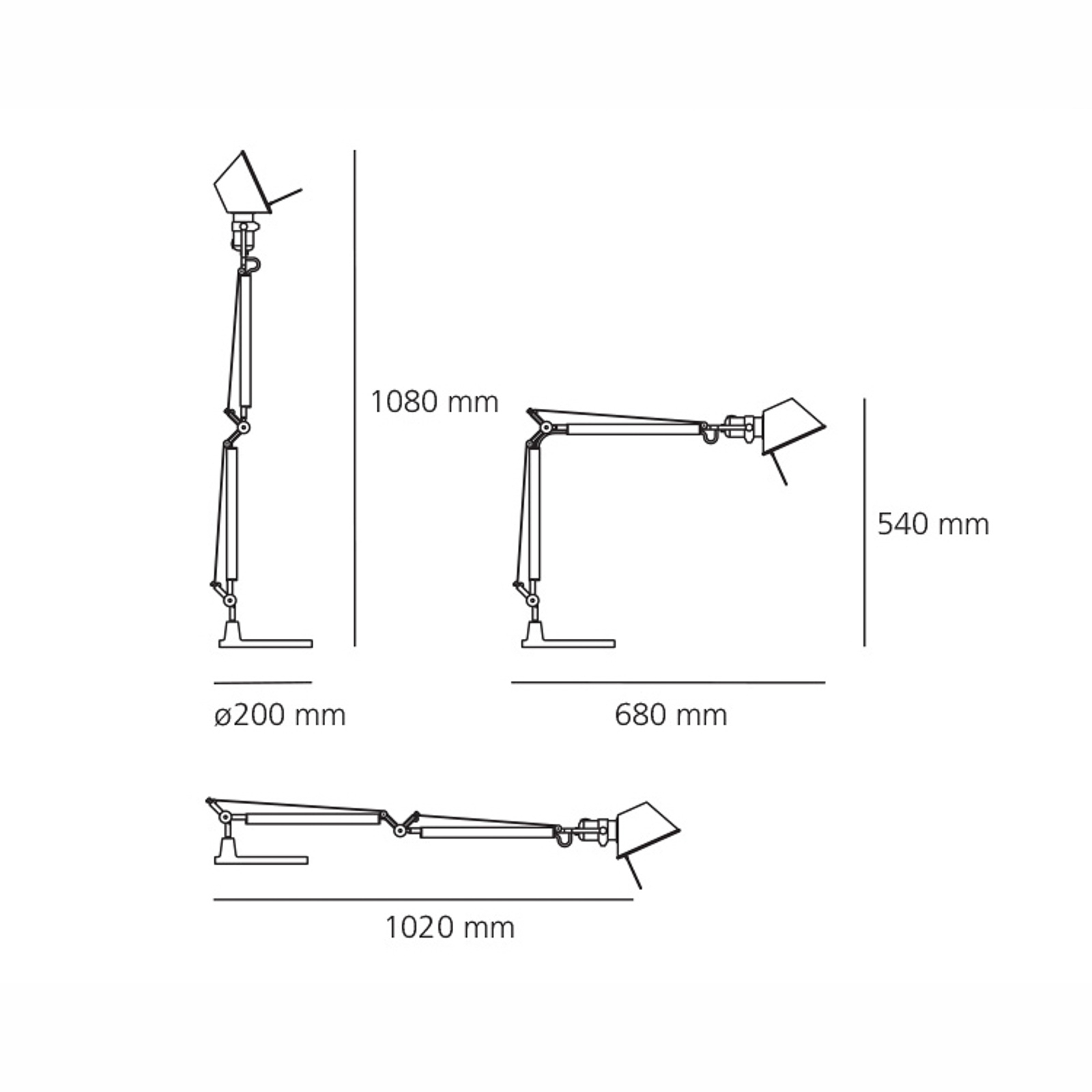 Artemide Tolomeo Mini stolna svjetiljka aluminij s postoljem 3000K