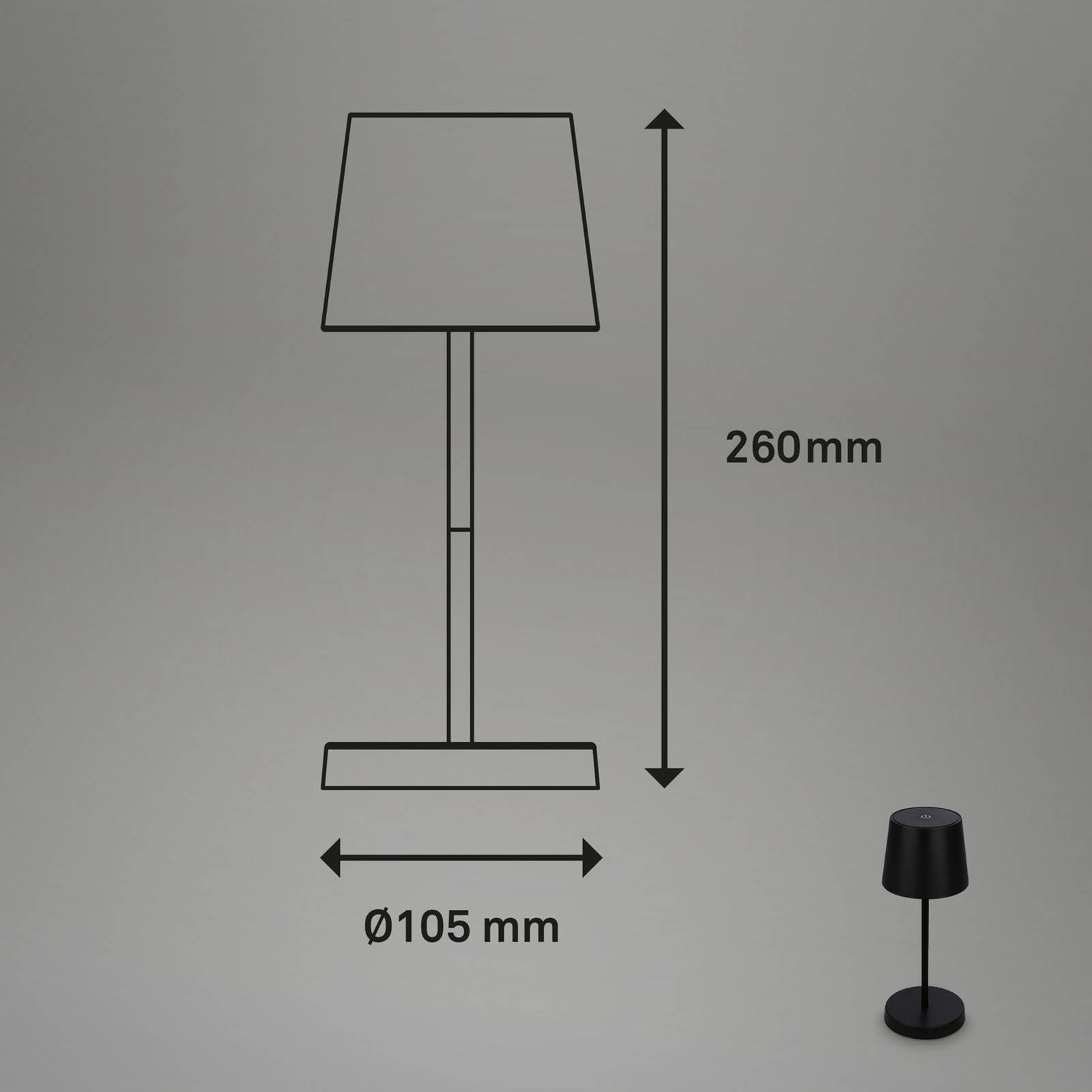 Briloner Stolní lampa LED Piha s dobíjecí baterií, černá