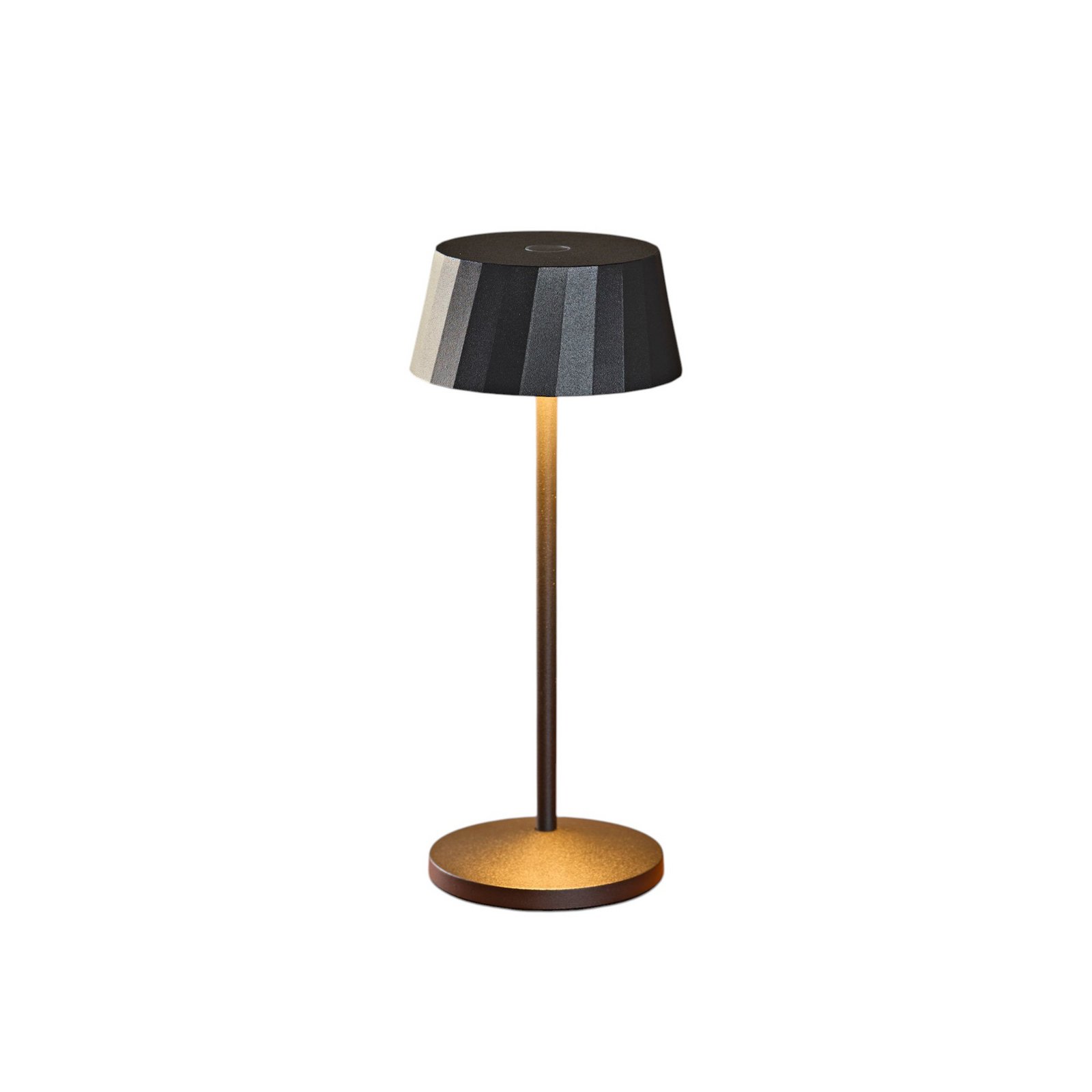 LED-akku-pöytälamppu Facetta, 3 kpl, musta, 22 cm, IP44
