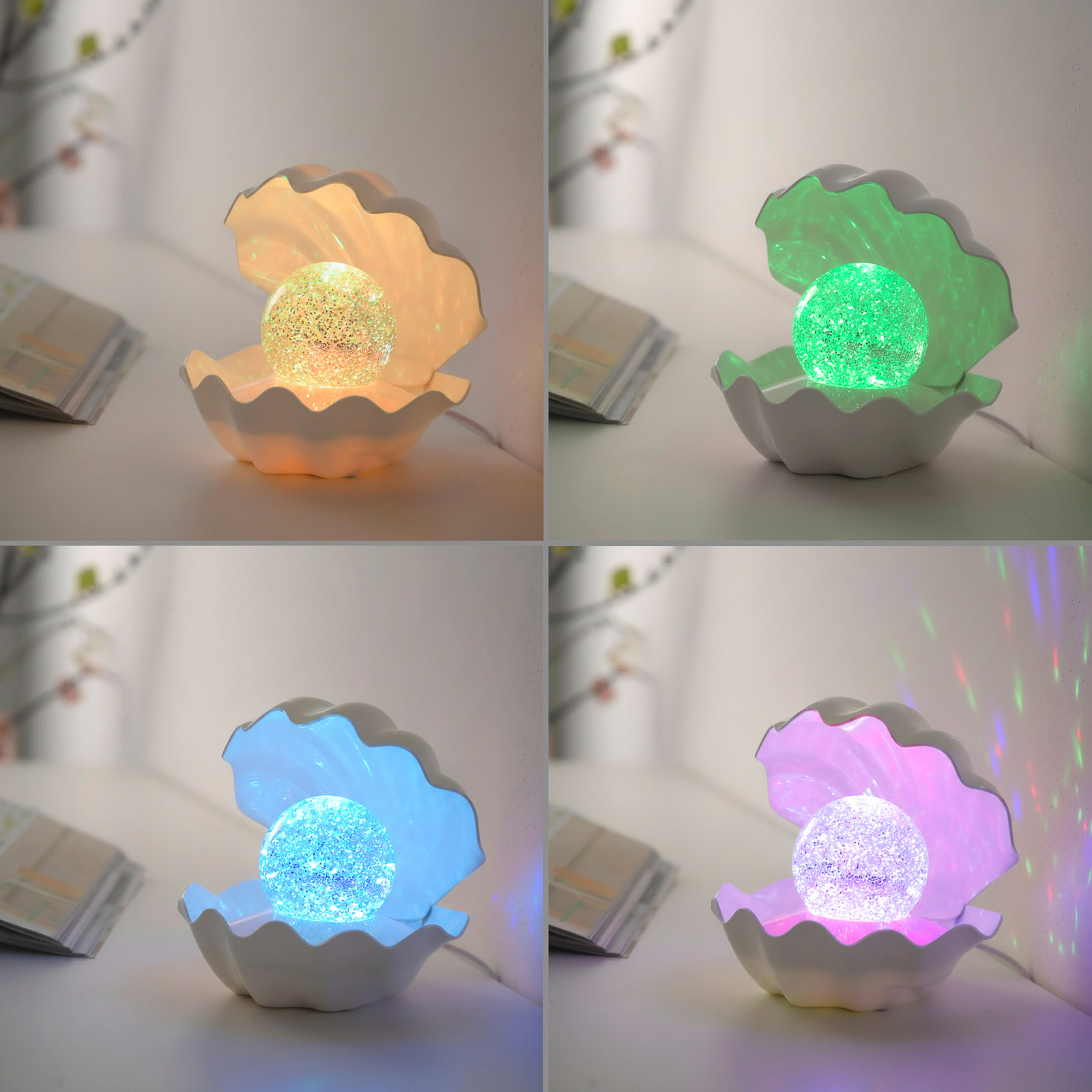 LED-laualamp Arielle, valge, patareitoitega või USB-C-ga, RGB LED-laualamp Arielle, valge, patareitoitega või USB-C-ga, RGB