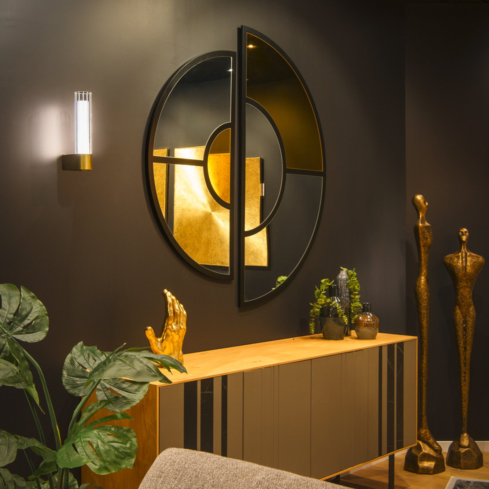 SLV LED bathroom wall lamp Lygant single, brass-coloured, aluminium