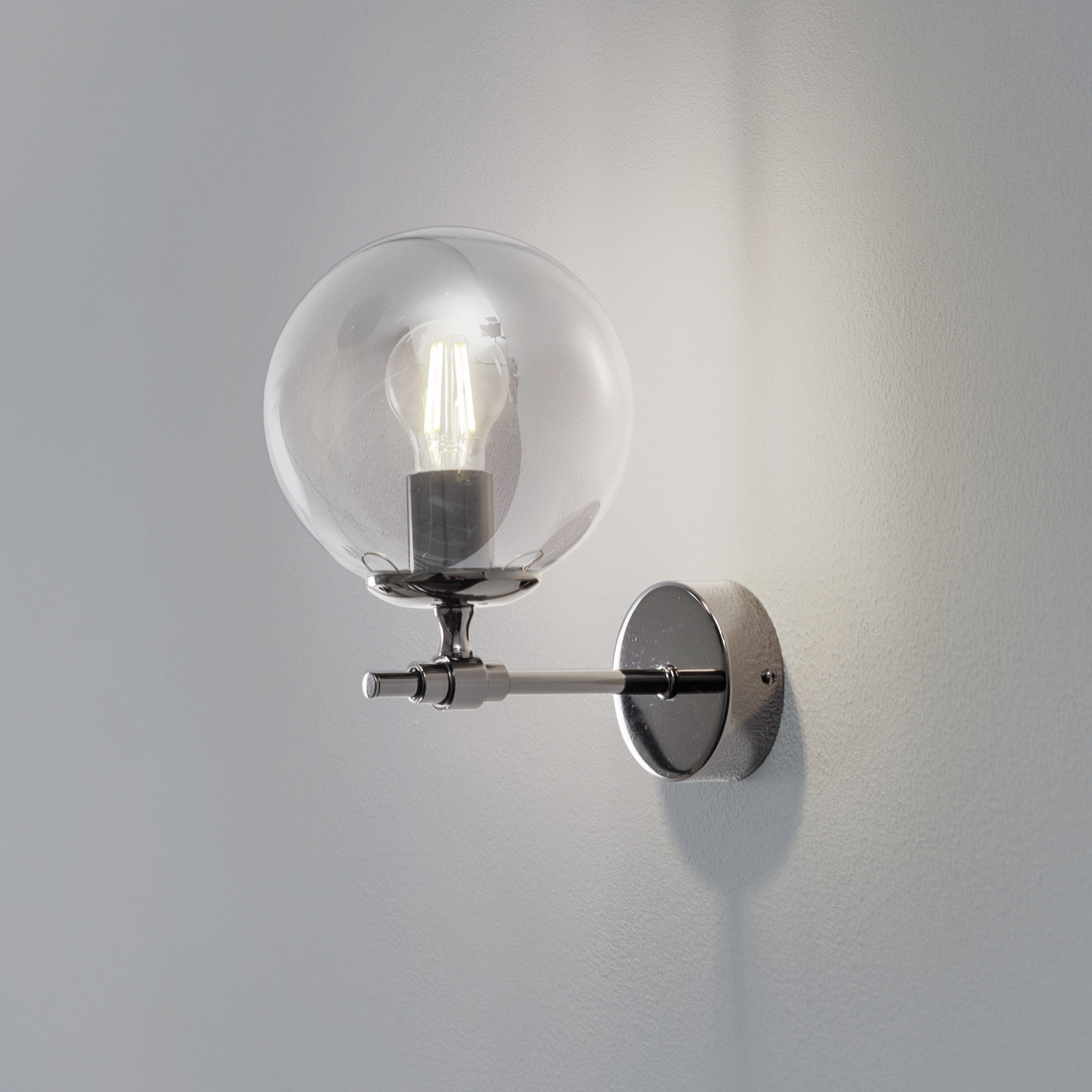 Lucea Aplică de perete Portemo gri fumuriu/nichel înălțime 27 cm sticlă - Camera de zi / sufragerie - modern - gri fumuriu-transparent nichel