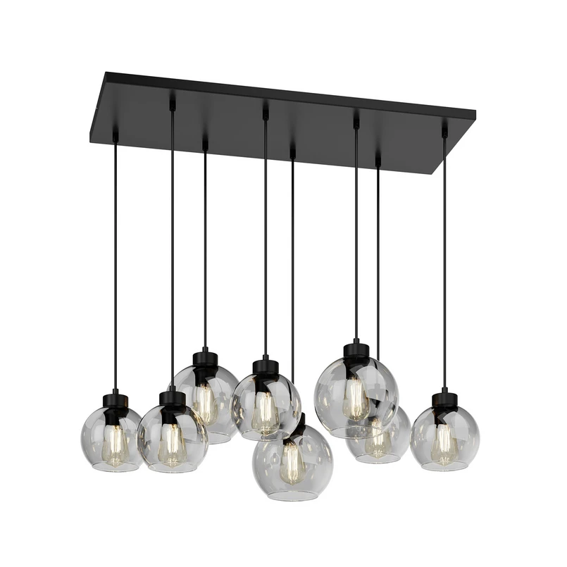 TK Lighting – Cubus Hängelampe 95 cm lang8-flammig rauchgrau Glas