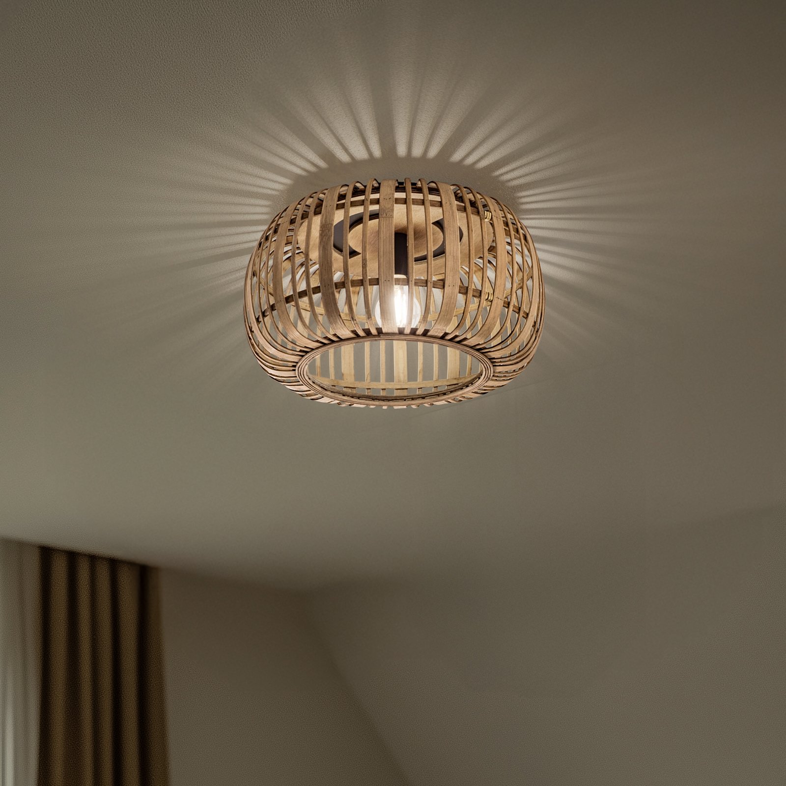 Lindby Canyana ceiling light, natural, rattan, Ø 40 cm