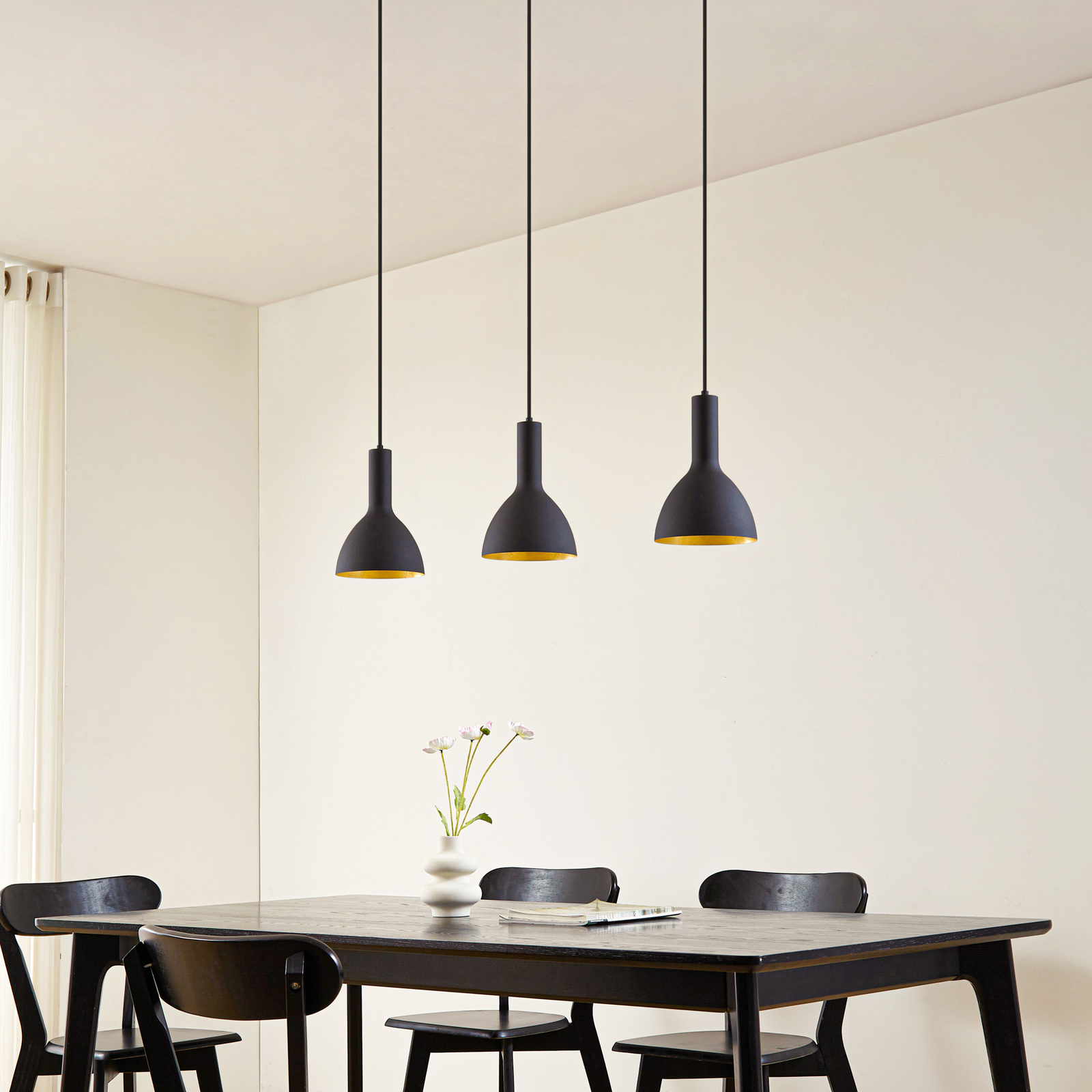 Arcchio Lámpara colgante Cosmina, 3 luces, longitud 90 cm, negro
