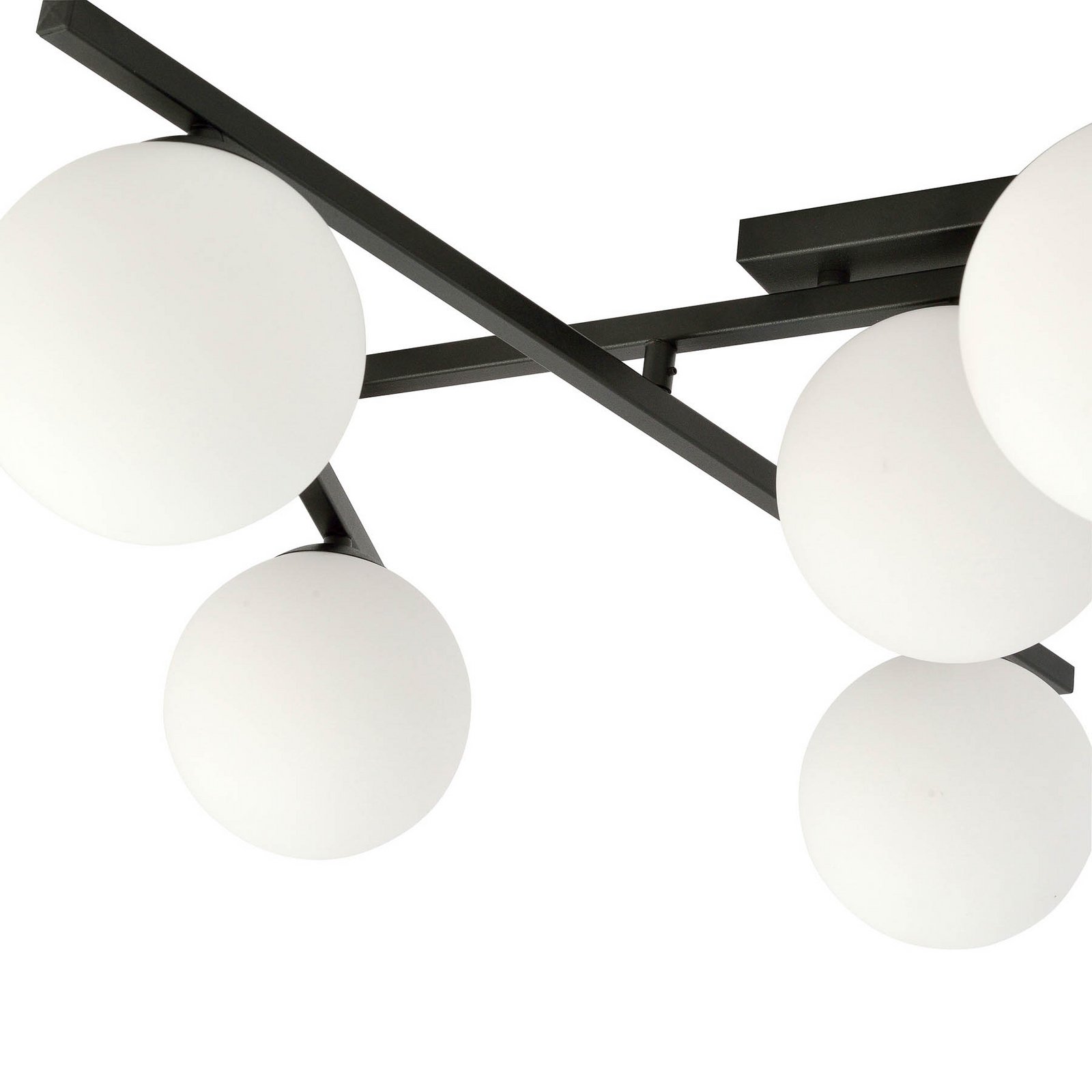 Plafonnier Smart, noir/opale, à 4 lampes