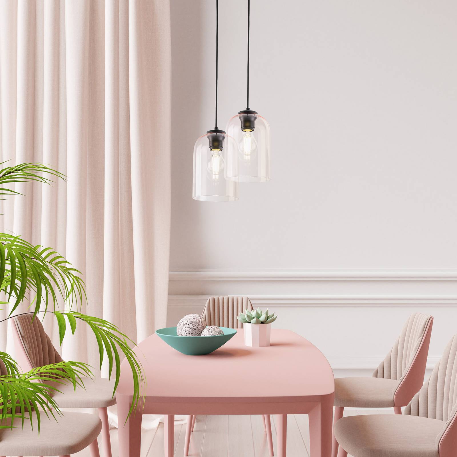 Lampa wisząca Molly, różowa, Ø 14 cm, metal/szkło