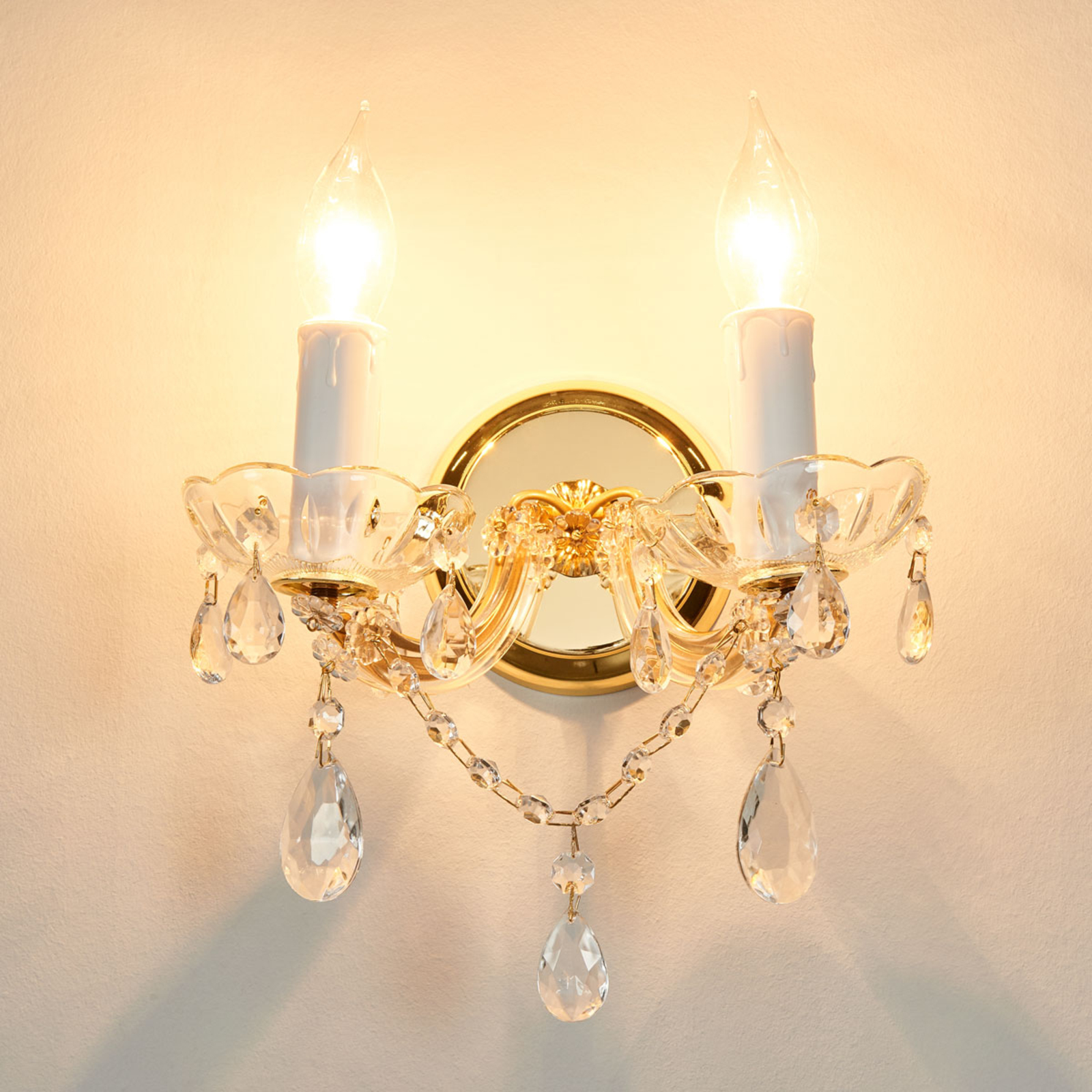 Crystal wall light Dolores with two bulbs