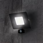Proiector LED exterior Faedo 3, senzor, negru, 50W
