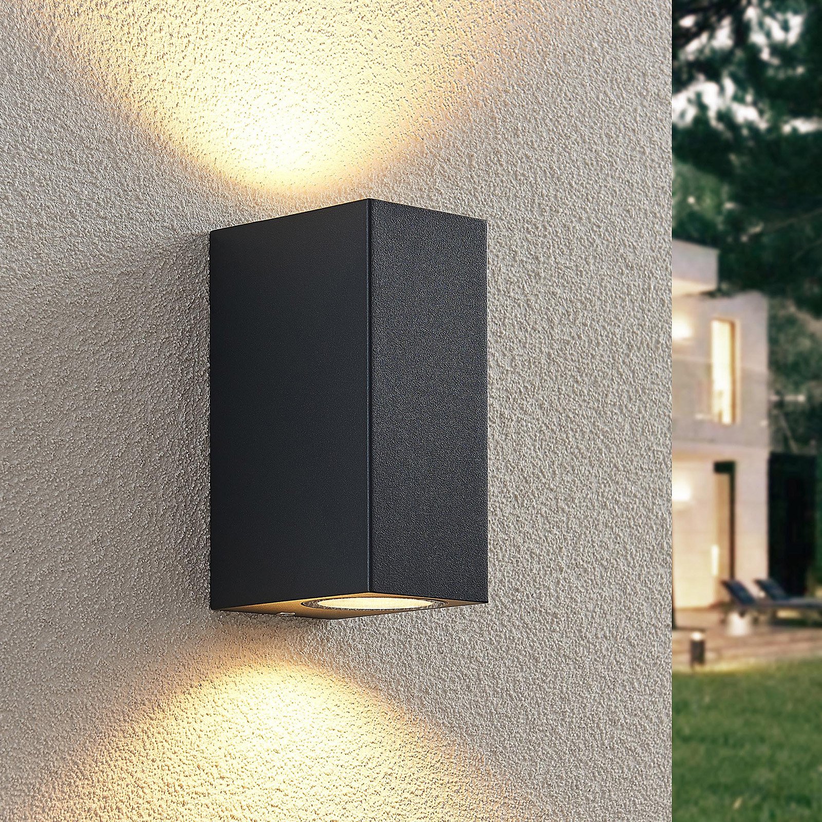 ELC Fijona LED outdoor wall light, angular, 15 cm