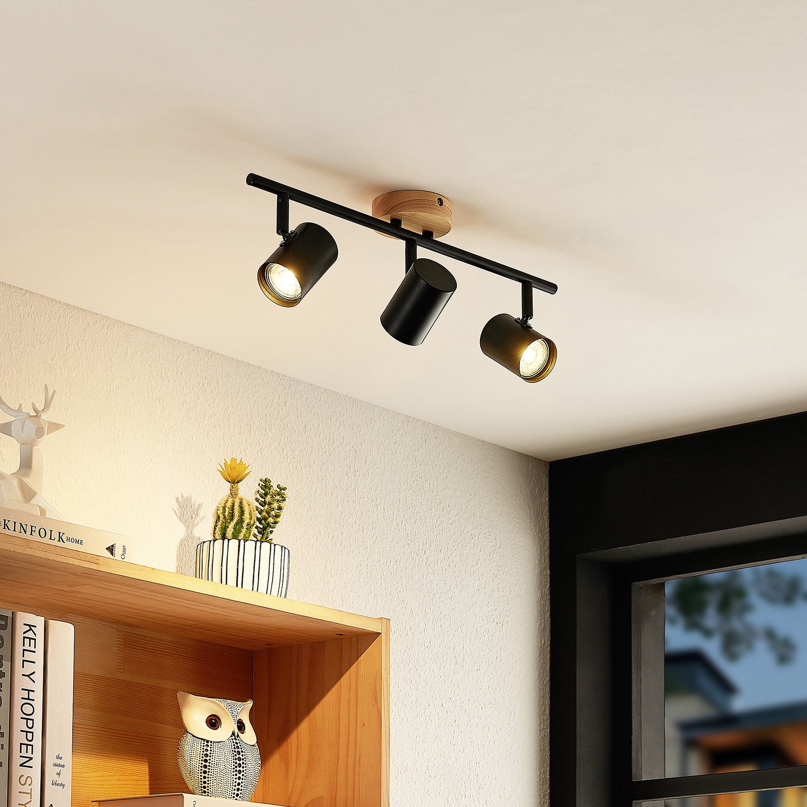 Xiomara 3 Plafonnier Black/Light Wood - Lindby