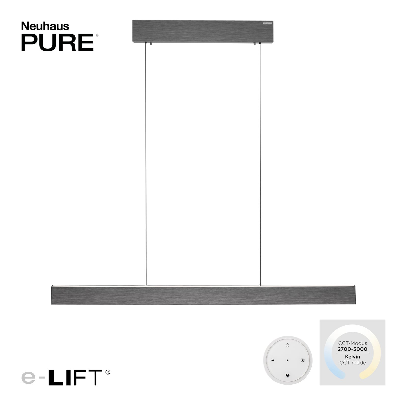 E-Motion LED-Pendelleuchte, platin, CCT - PURE E-Motion LED-Pendelleuchte, platin, CCT - PURE