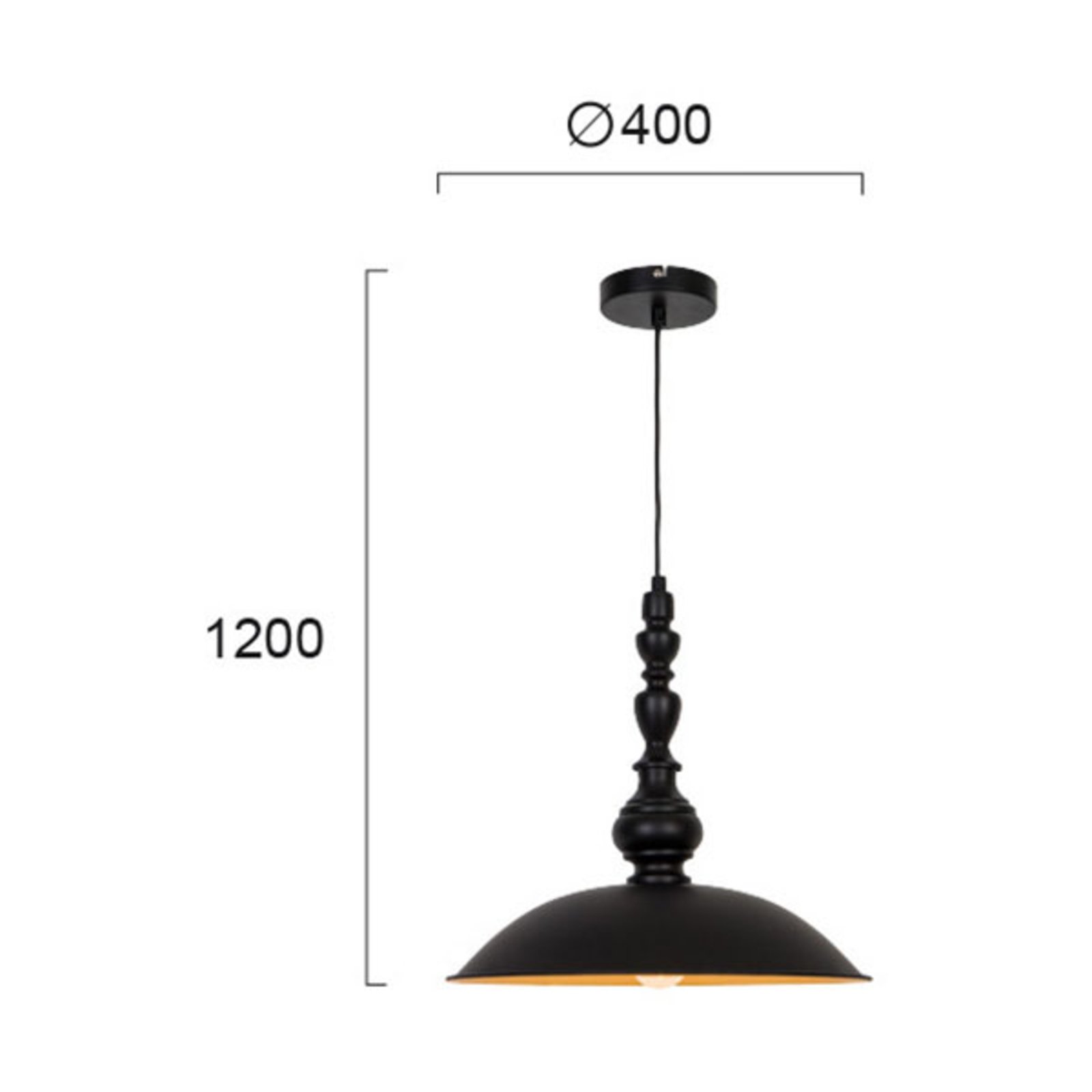 Висяща лампа Colin, черна, Ø 40 cm
