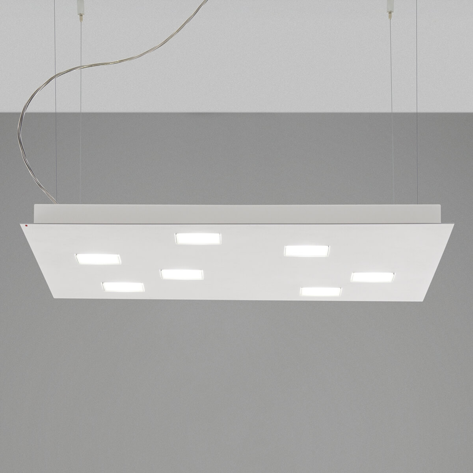 Fabbian Quarter – vit LED-hänglampa 7 lampor
