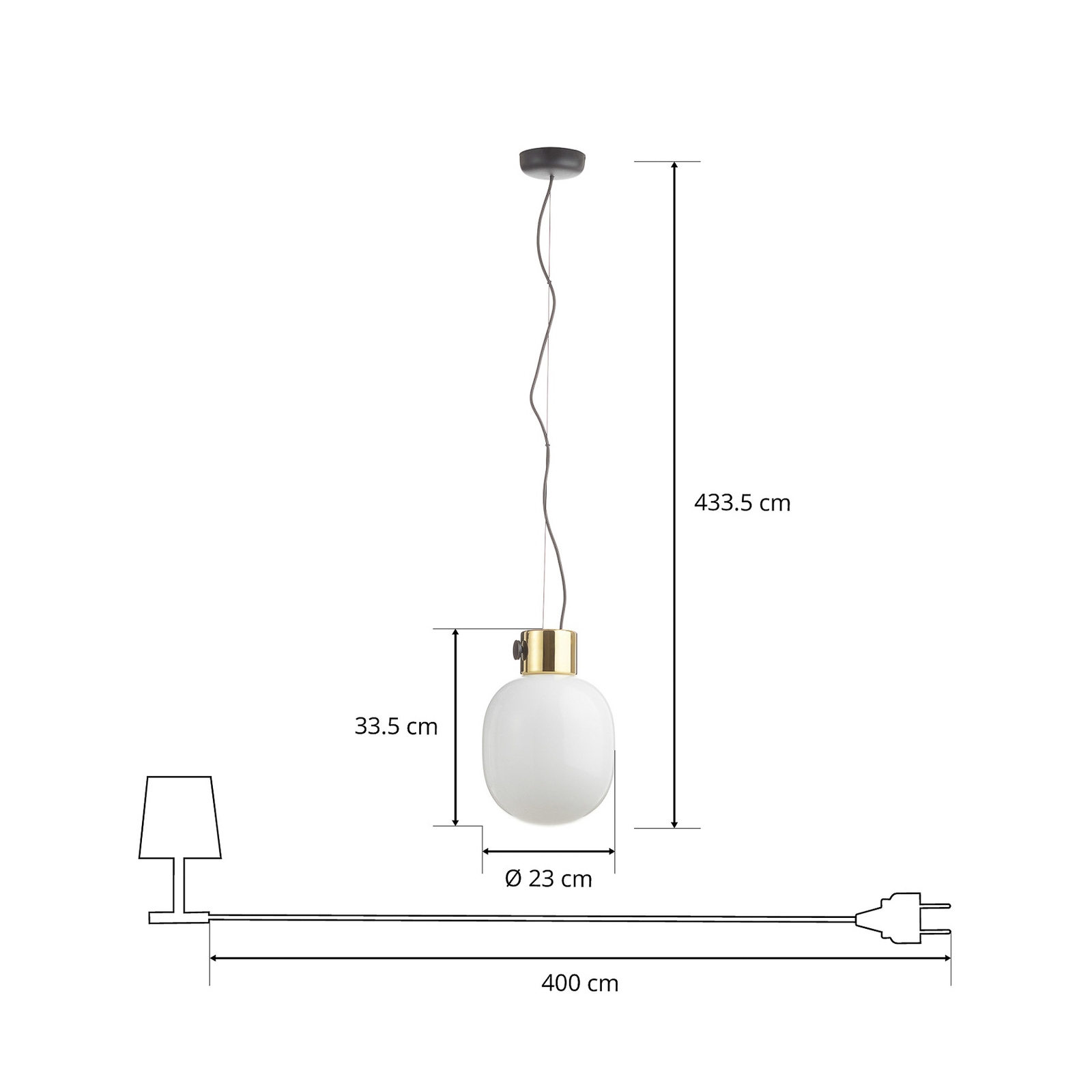 Audo JWDA hanglamp van messing en opaalglas