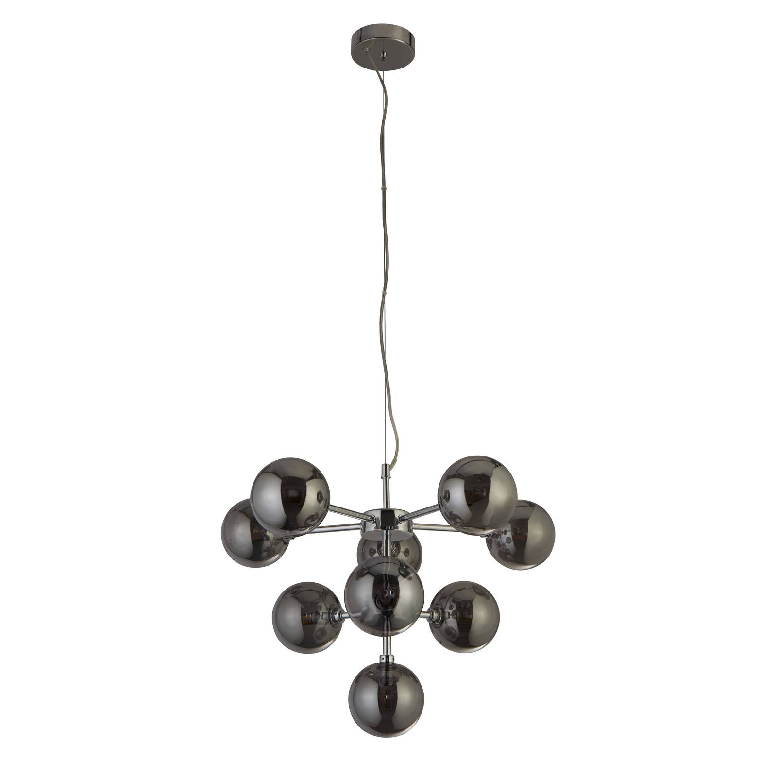 Pendelleuchte Zarath, rauchgrau, Glas, 9-flammig, Ø 49 cm