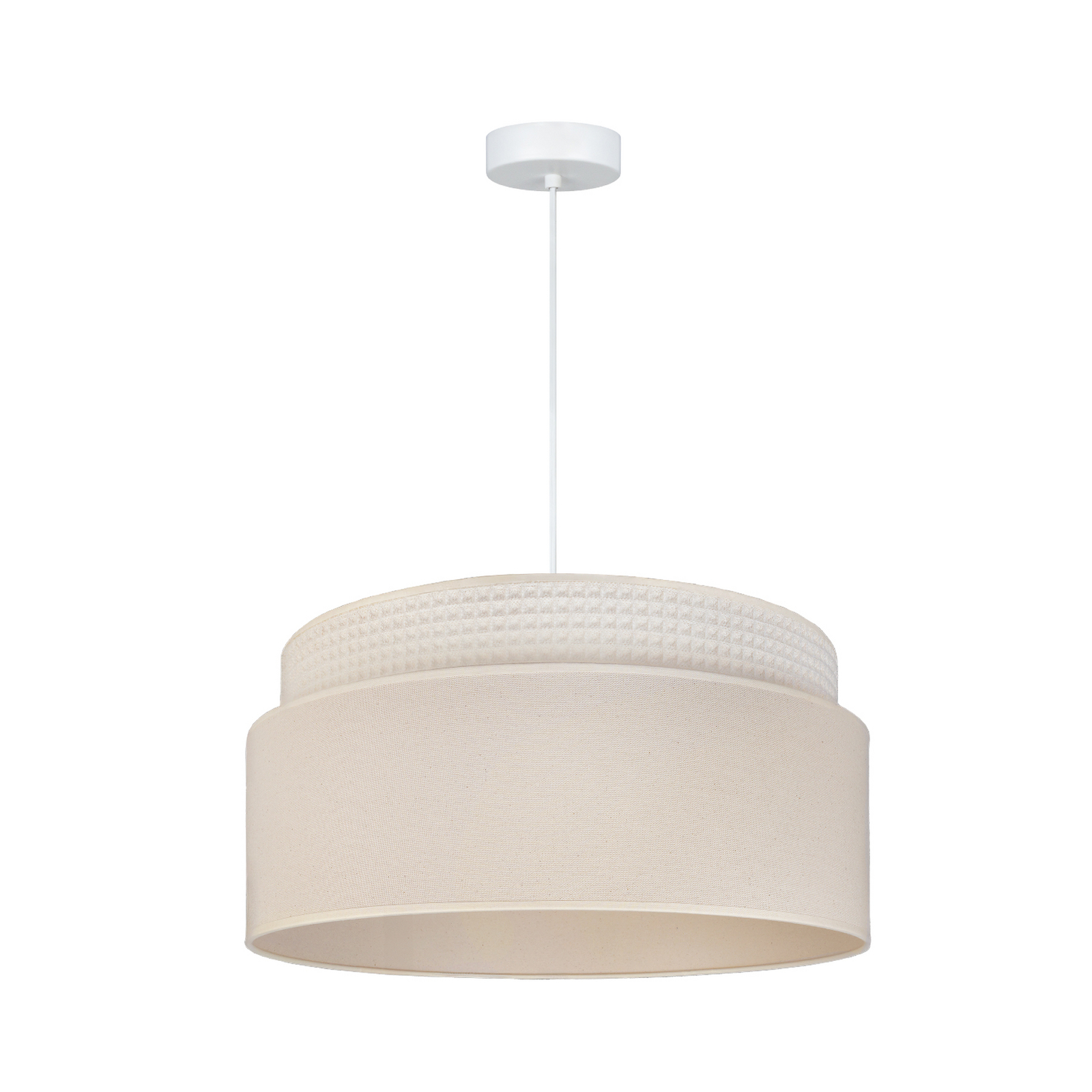Závesné svietidlo Milano, ecru/béžová, Ø 45 cm, textil, E27 – Duolla