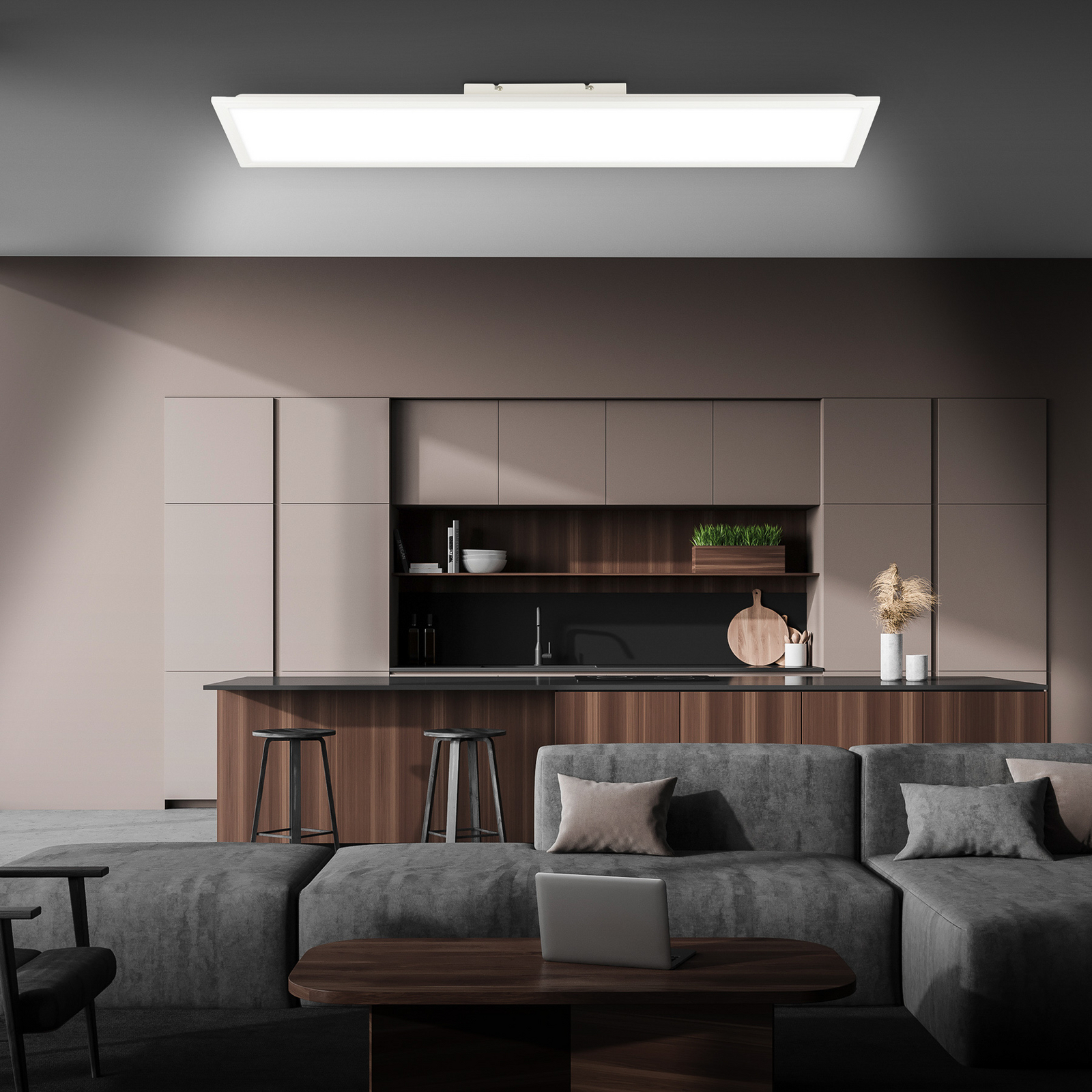 Panneau LED Piatto CCT, IP44, 100 x 25 cm, télécommande, blanc