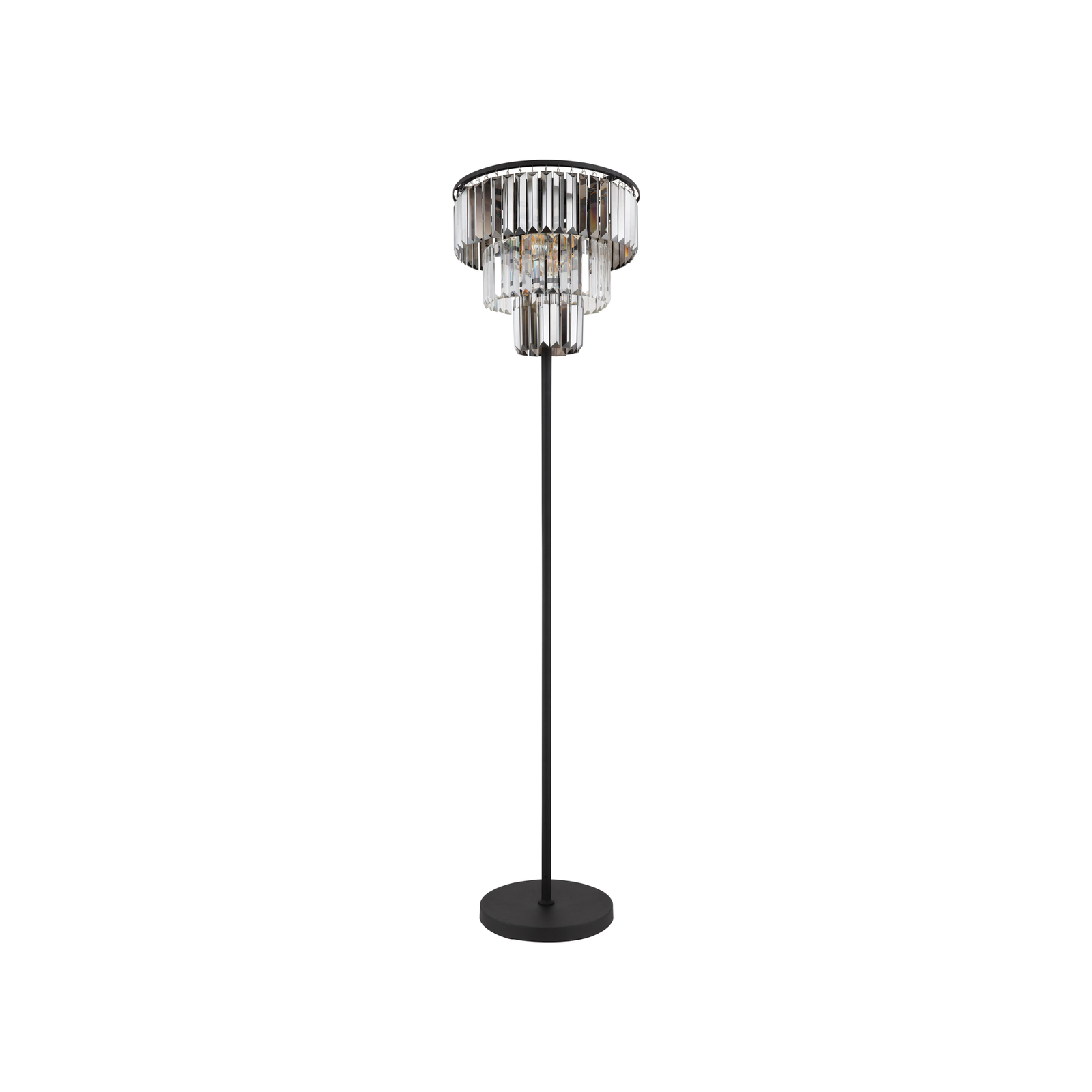 Подова лампа Naxis, черно/димово сиво, височина 160 cm, кристал