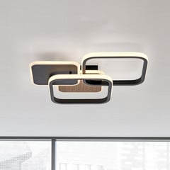 Plafón LED Sevent, angular 3.000 K color madera