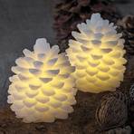LED candle Clara, height 10 cm, set of two