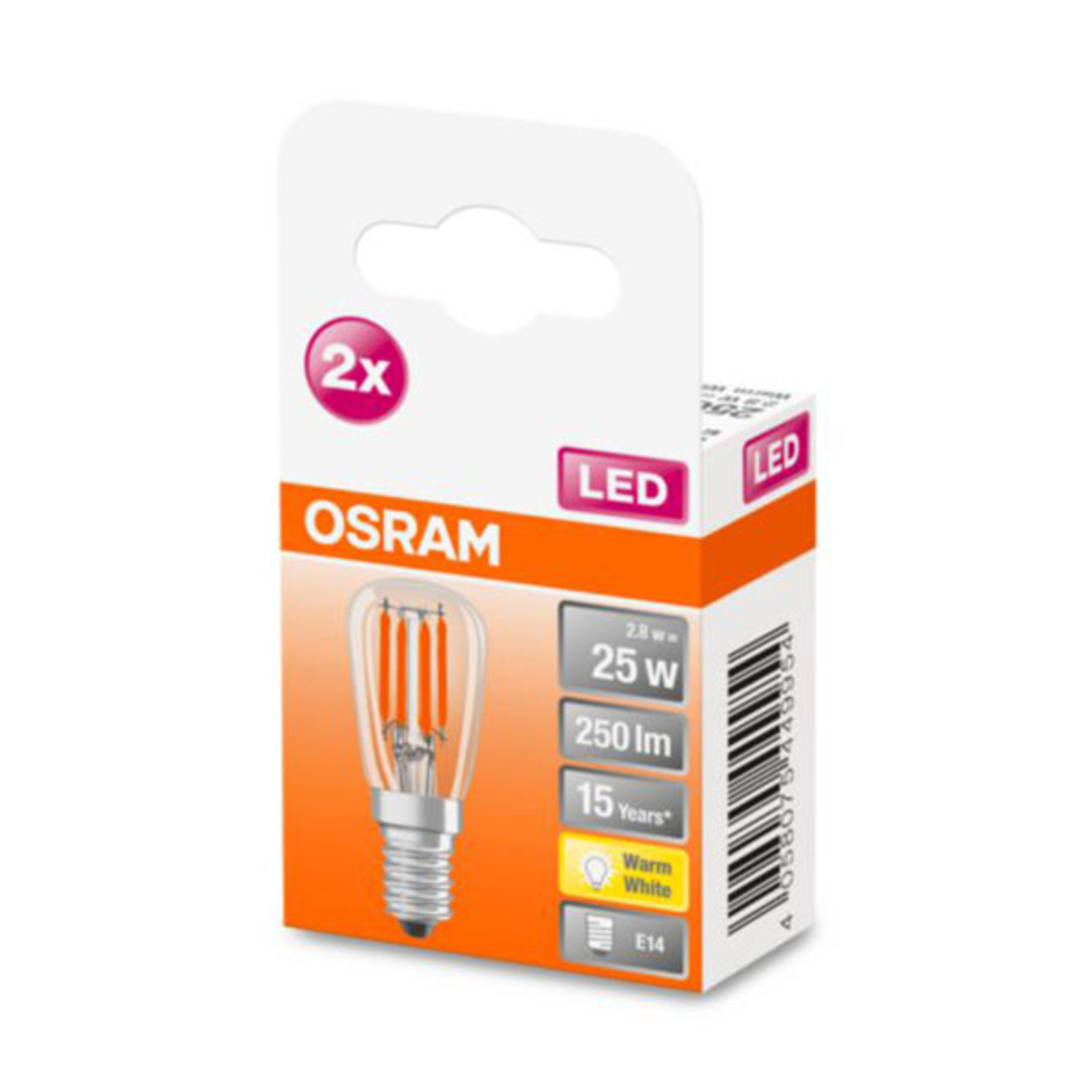 OSRAM LED lamp E14 T26 2,8W 2.700K helder 2/pak