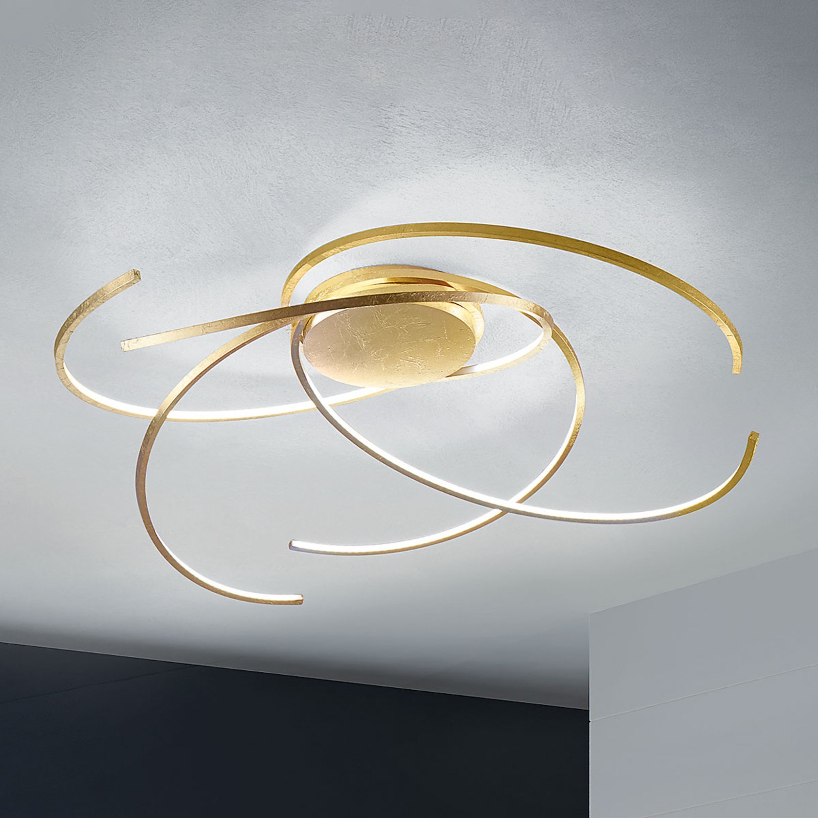 Lampa sufitowa LED Space, złoto płatkowe, 80 cm