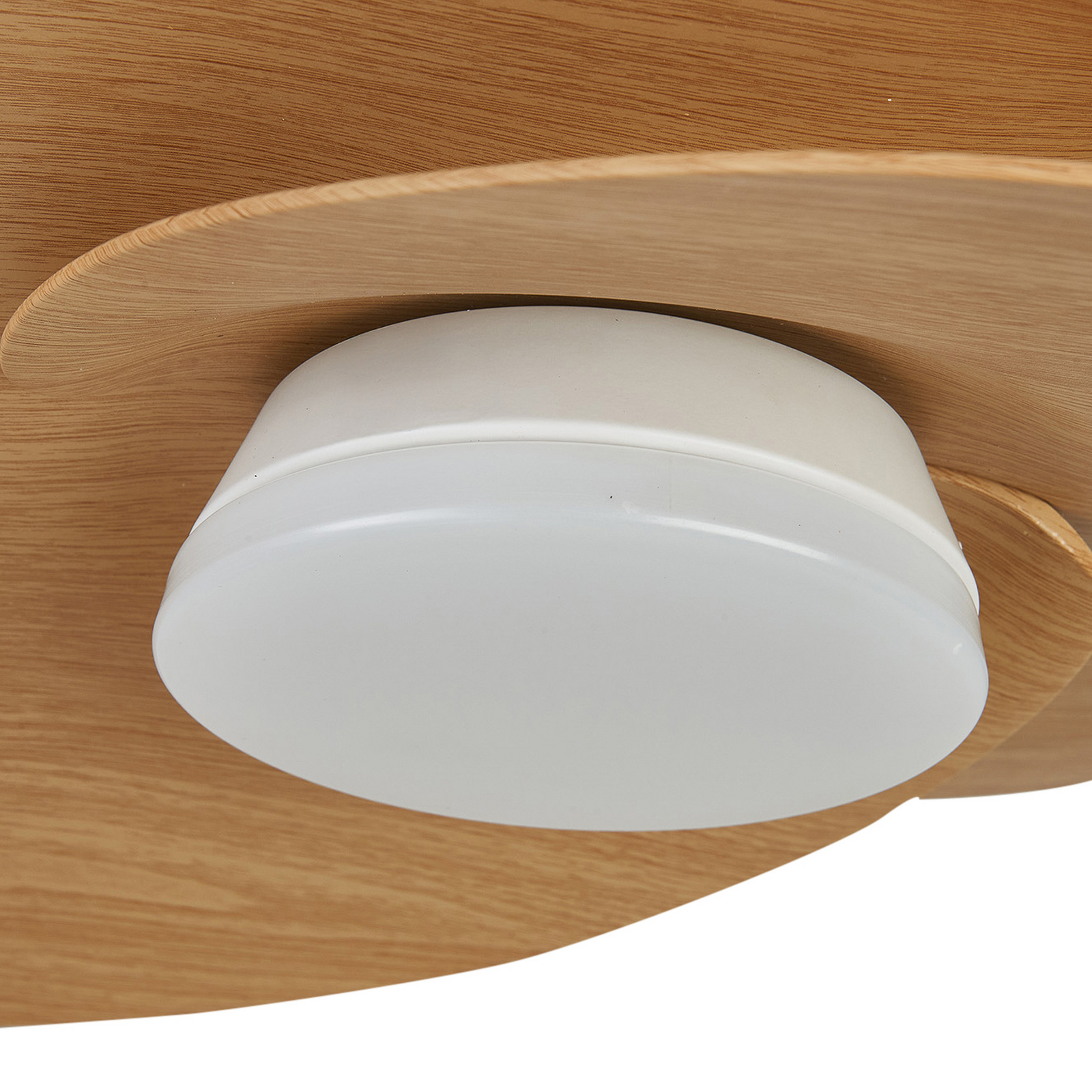 LED-Deckenventilator Nenufar, weiß/holz, DC, leise, CCT