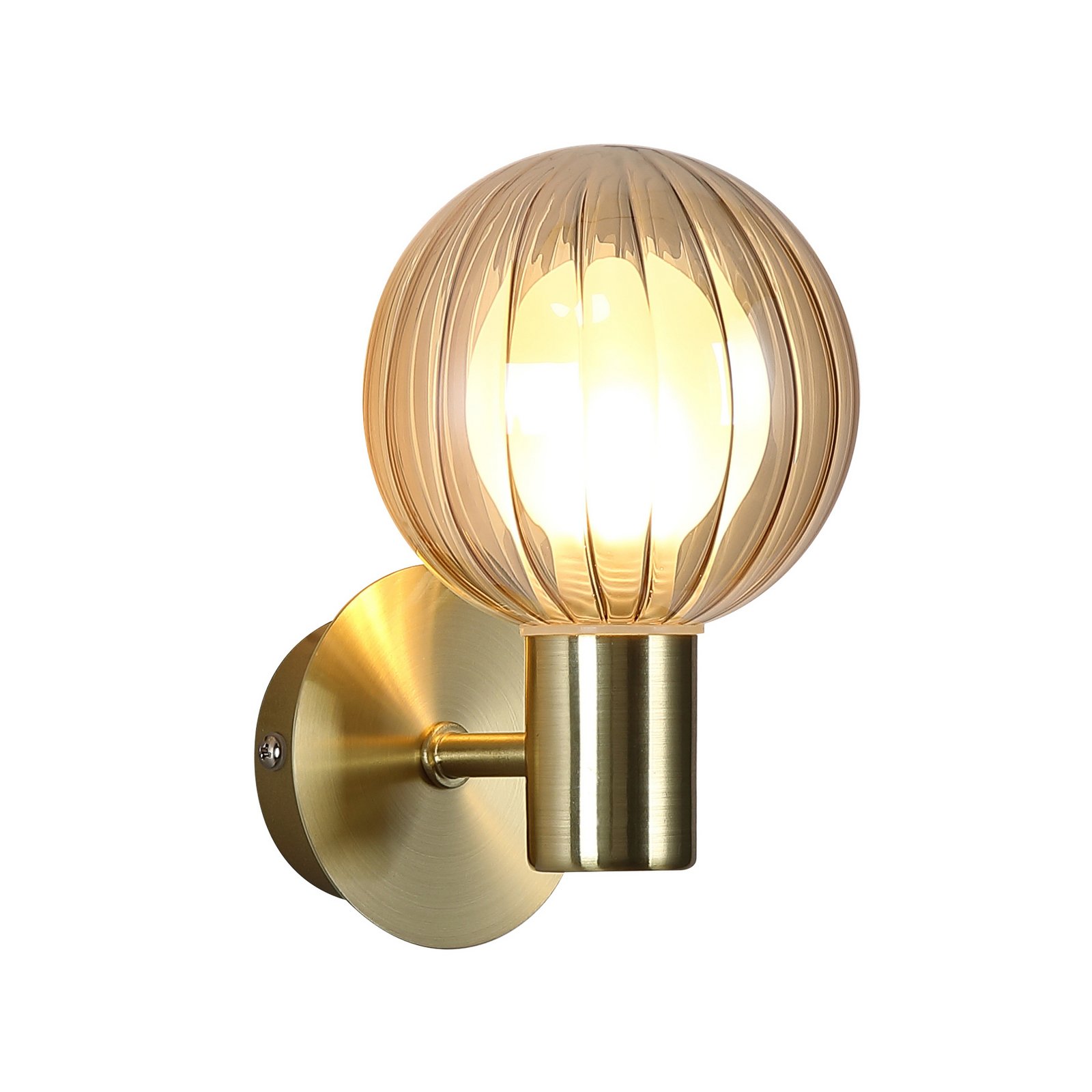 Vannas istabas sienas lampa Lumisphere, krēmkrāsas/misiņa krāsas, augstums 12 cm