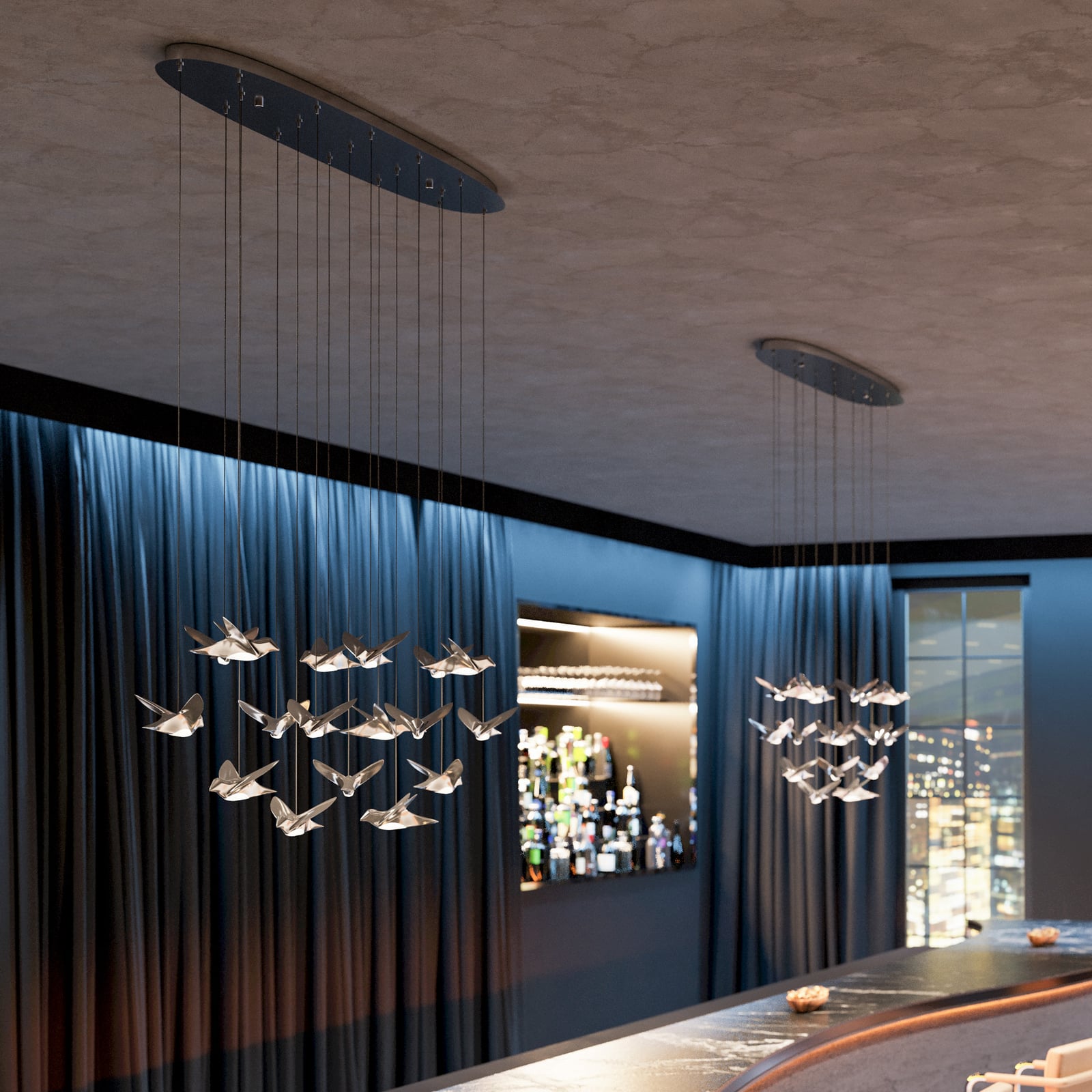 Závěsné světlo Paratebueno, chrom 17-ramenné - EGLO Stars of Light