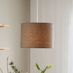 PR Home pendant light Sara, mocha brown, Ø 35 cm, linen textile