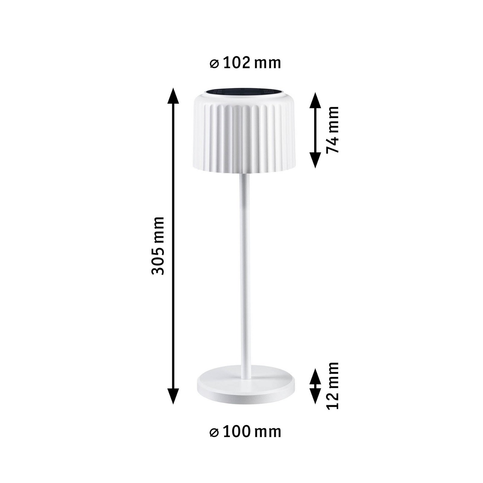 Lampa de masă solară cu LED Paulmann Else, albă, IP44, dimabil