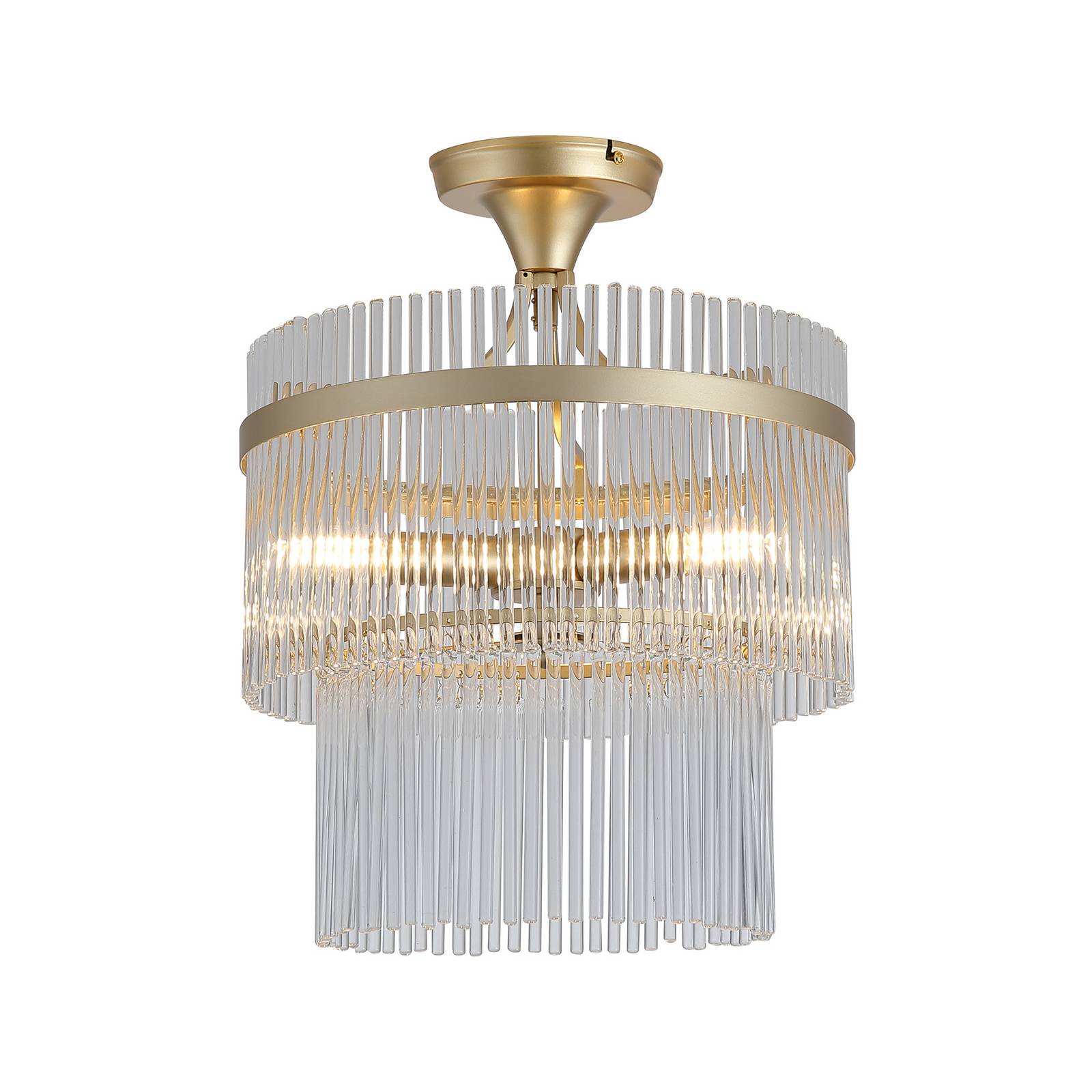 Deckenlampe Lara, Ø 35 cm, goldfarben/klar, Glas/Metall